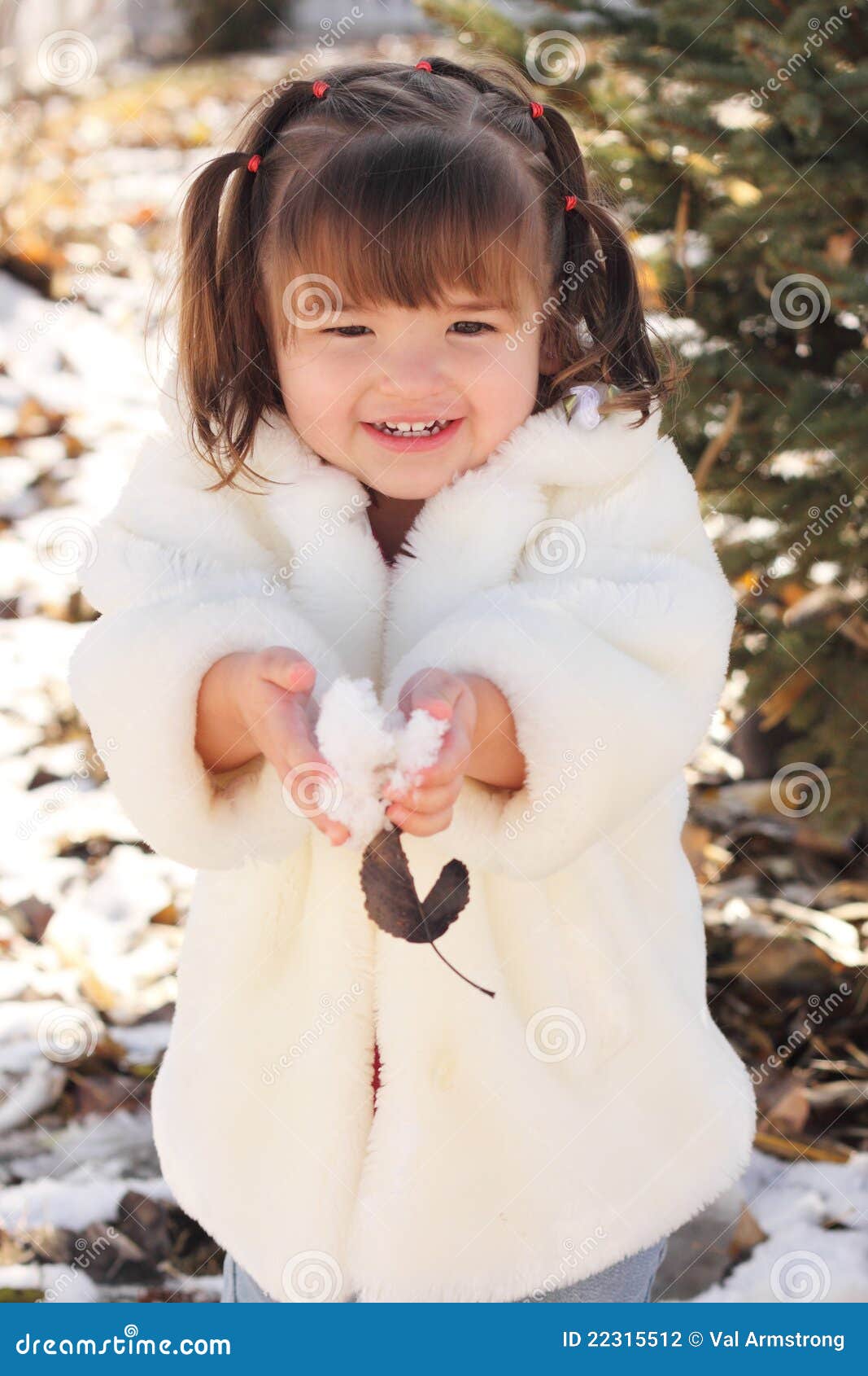 cute toddler girl playing snow 22315512