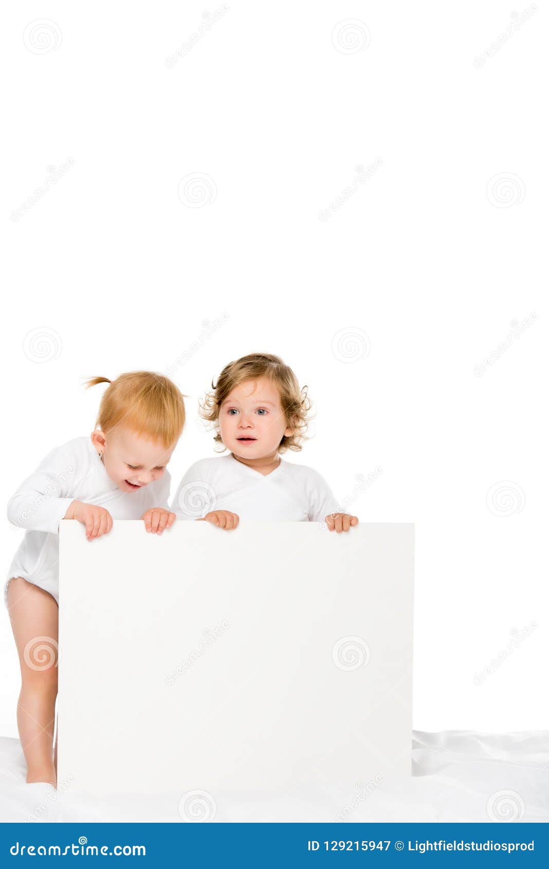 Cute Toddlers Holding Empty Banner Stock Image - Image of ...
