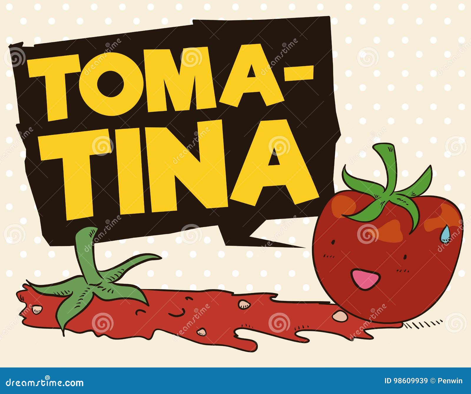 cute tomato splashed and another surprised for tomatina festival,  