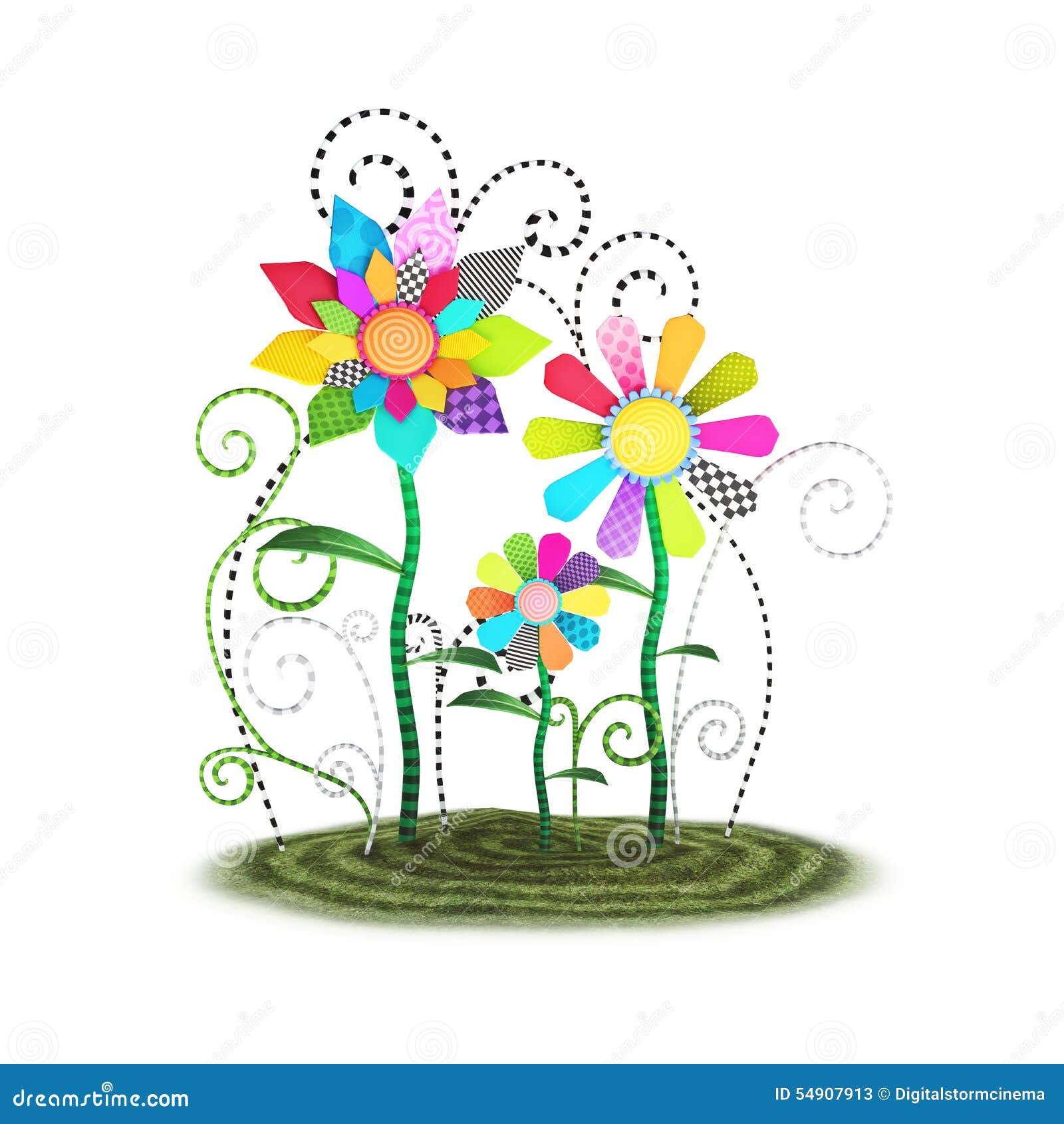 cute toon whimsical flowers background 