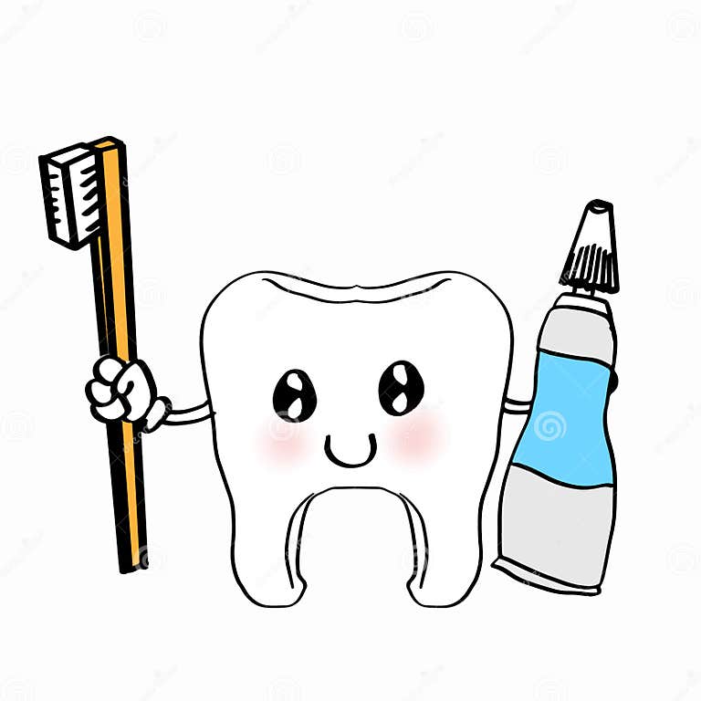Cute Tooth Illustration Cartoon Drawing Coloring Stock Vector
