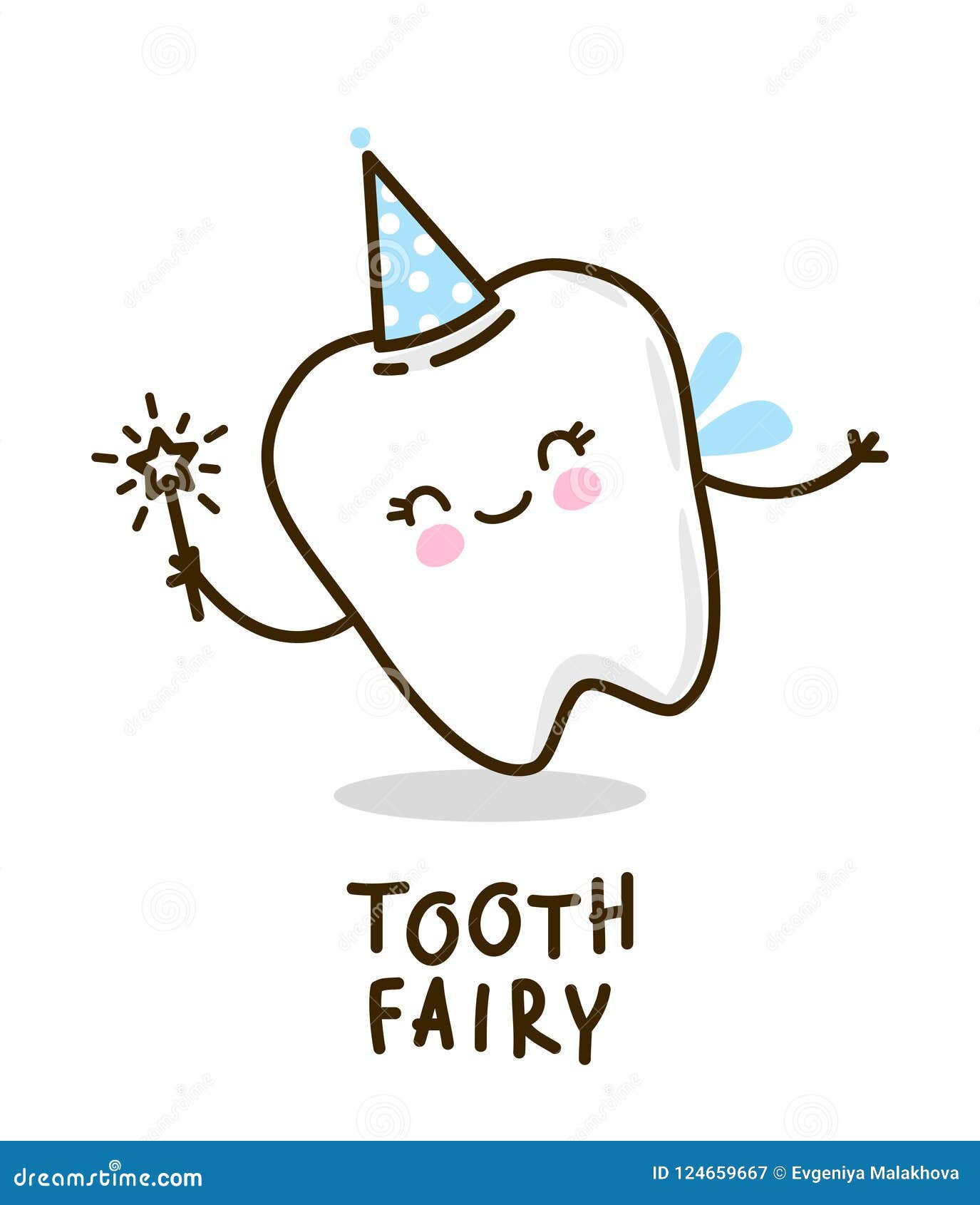 cute tooth fairy on white