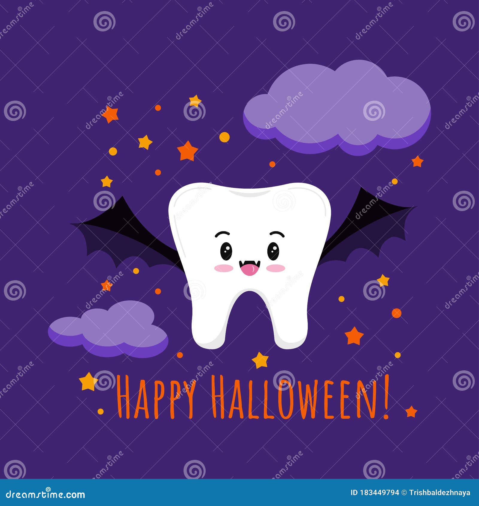 Download Cute Tooth In Vampire Bat Costume On Happy Halloween ...