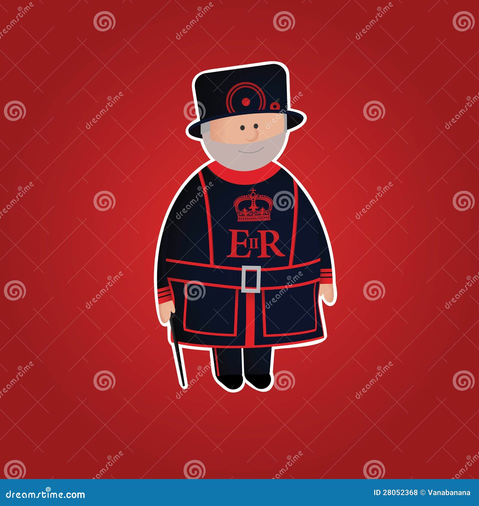 Cute Tower of London Beefeater Character Stock Vector Illustration of