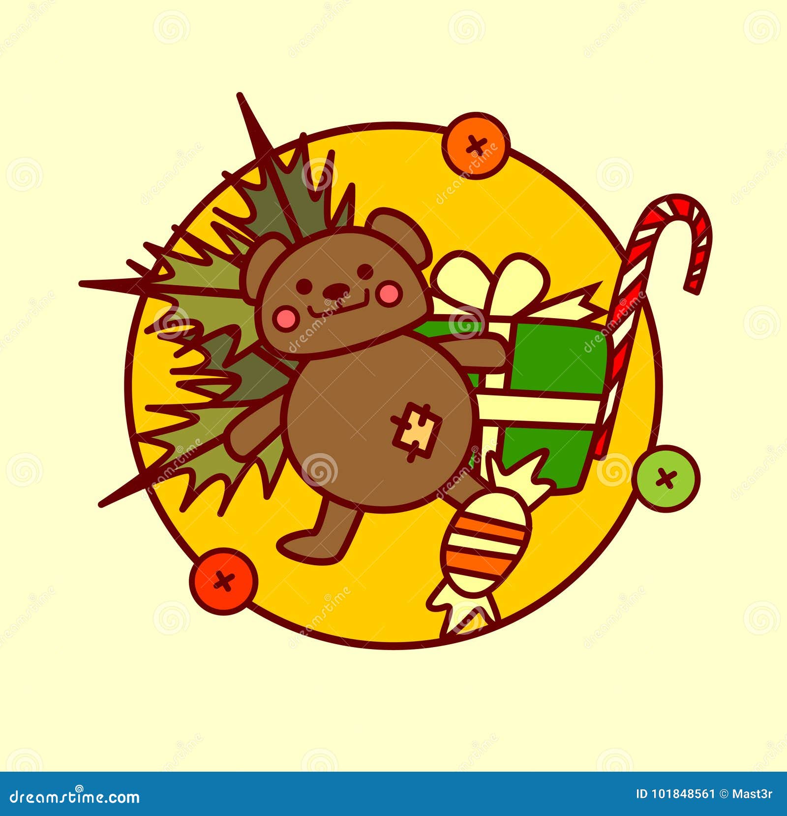 Cute Toys Icon Merry Christmas And Happy New Year Concept Winter Holidays Hand Drawn Collection ...