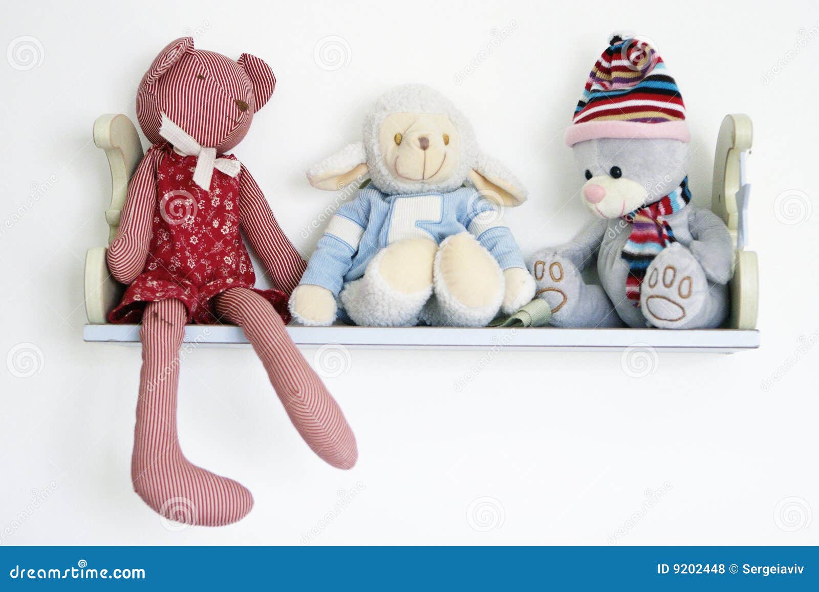 Cute toys on shelf stock photo. Image of teddybear, trio 9202448