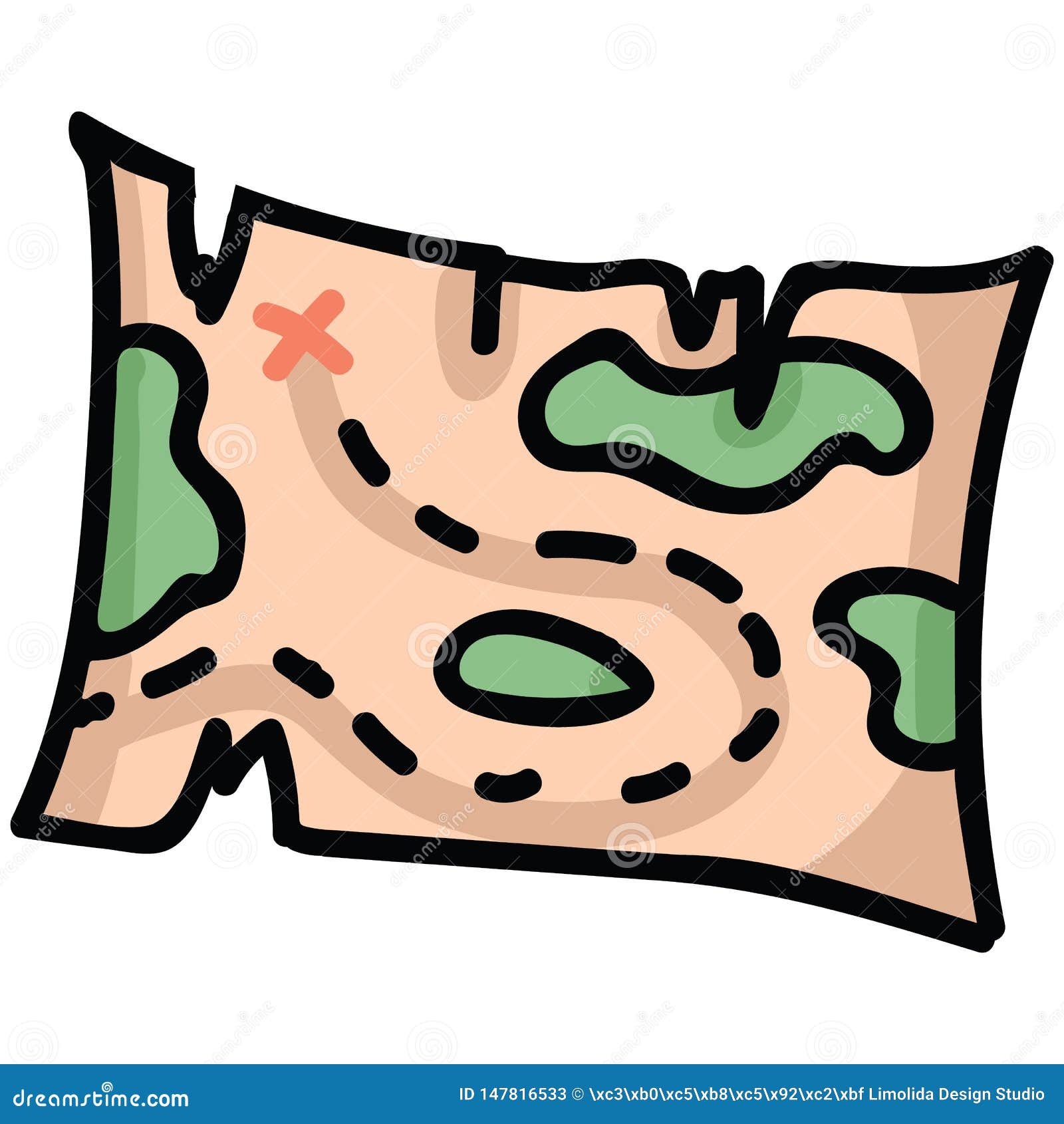 Cute Treasure Map Cartoon Vector Illustration Motif Set. Hand Drawn  Isolated X Marks the Spot Elements Clipart for Treasure Hunt Stock  Illustration - Illustration of marks, compass: 147816533
