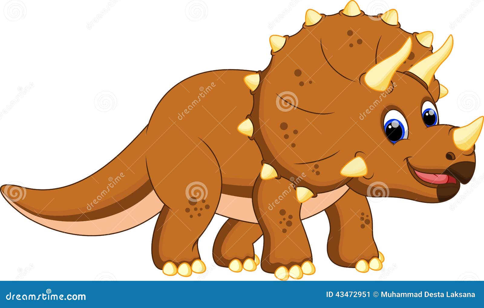 Download Cute triceratops cartoon stock illustration. Illustration of frightening - 43472951
