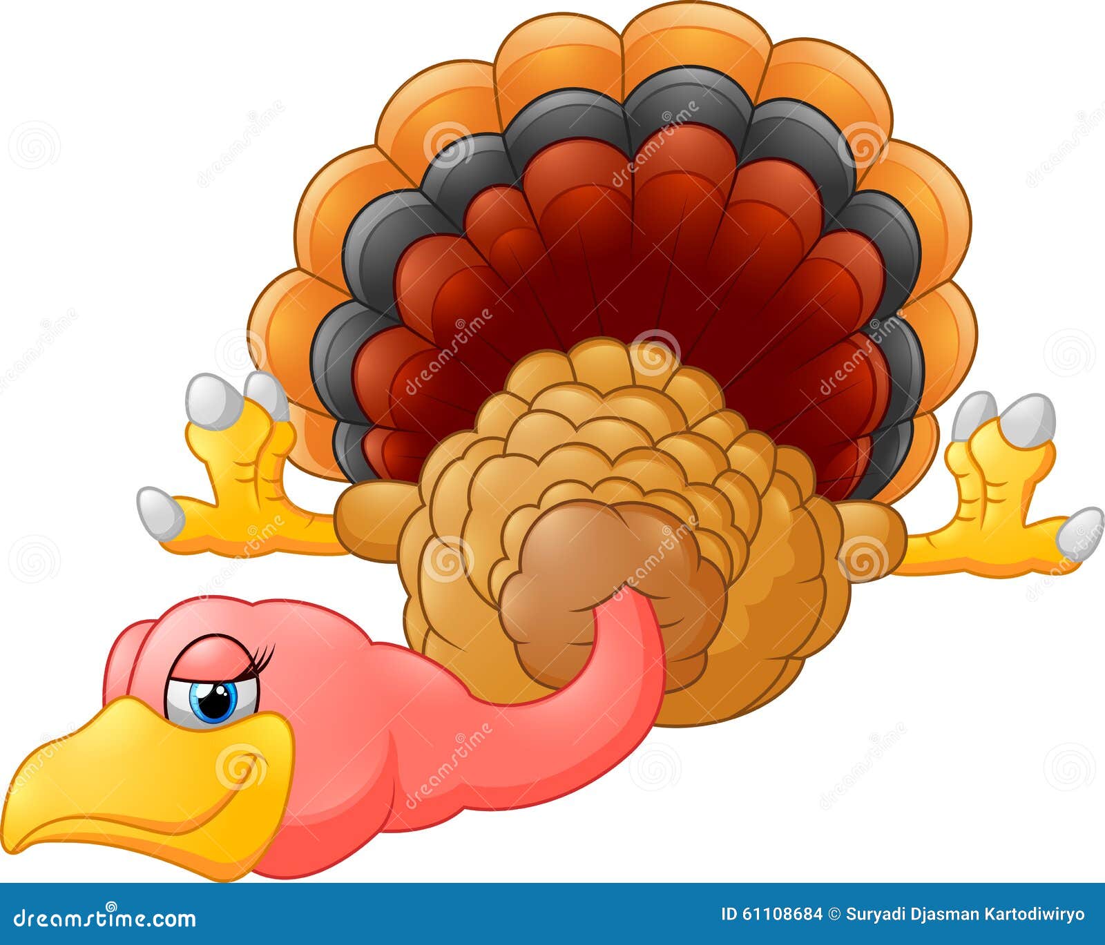 Cute turkey cartoon stock illustration. Illustration of background - 61108684