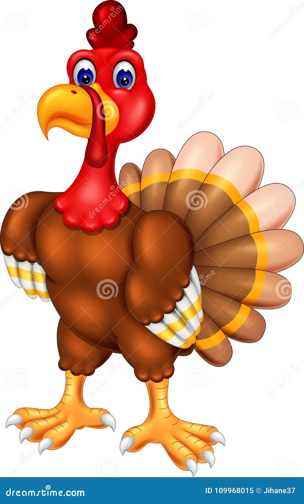 Cute Turkey Cartoon Posing with Smiling Stock Illustration