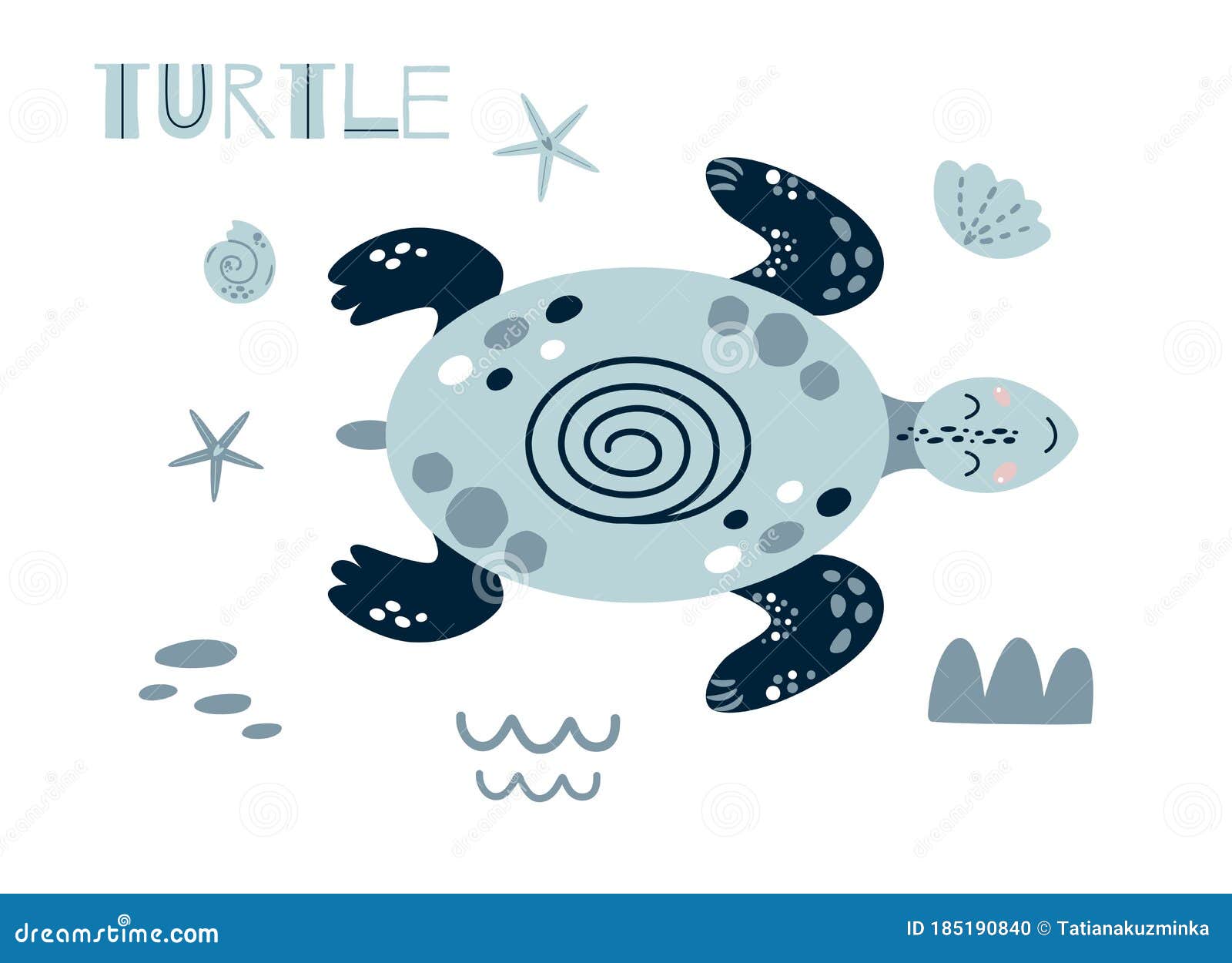 Download Cute Turtle Cartoon. Cute Baby Ocean Animal Girls Boys ...