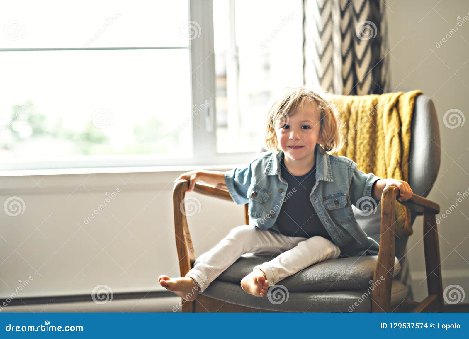 Cute Two Years Old Child Sit on Chair Stock Photo Image of caucasian