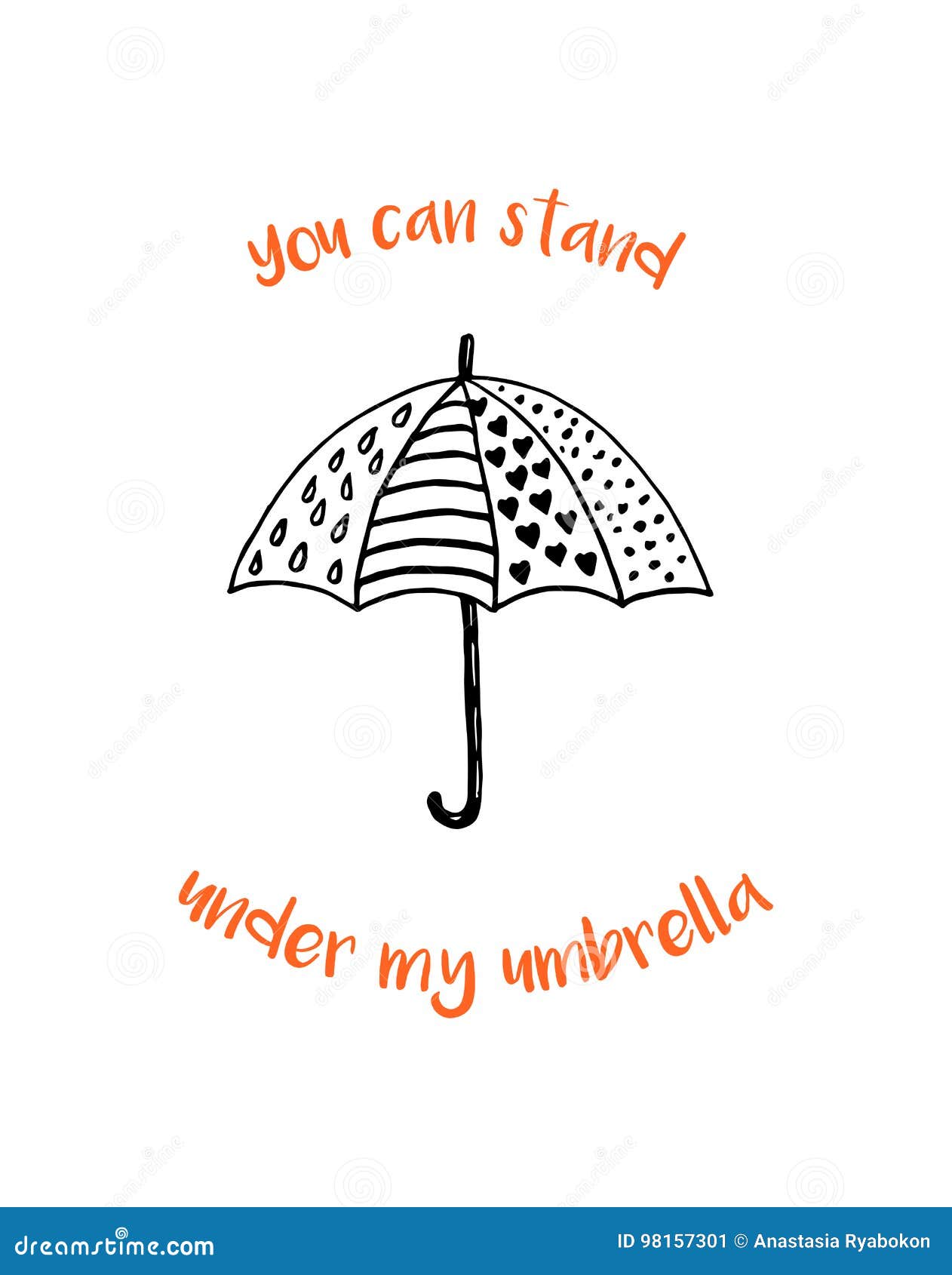 Cute Umbrella Card Vector Illustration Stock Vector Illustration of