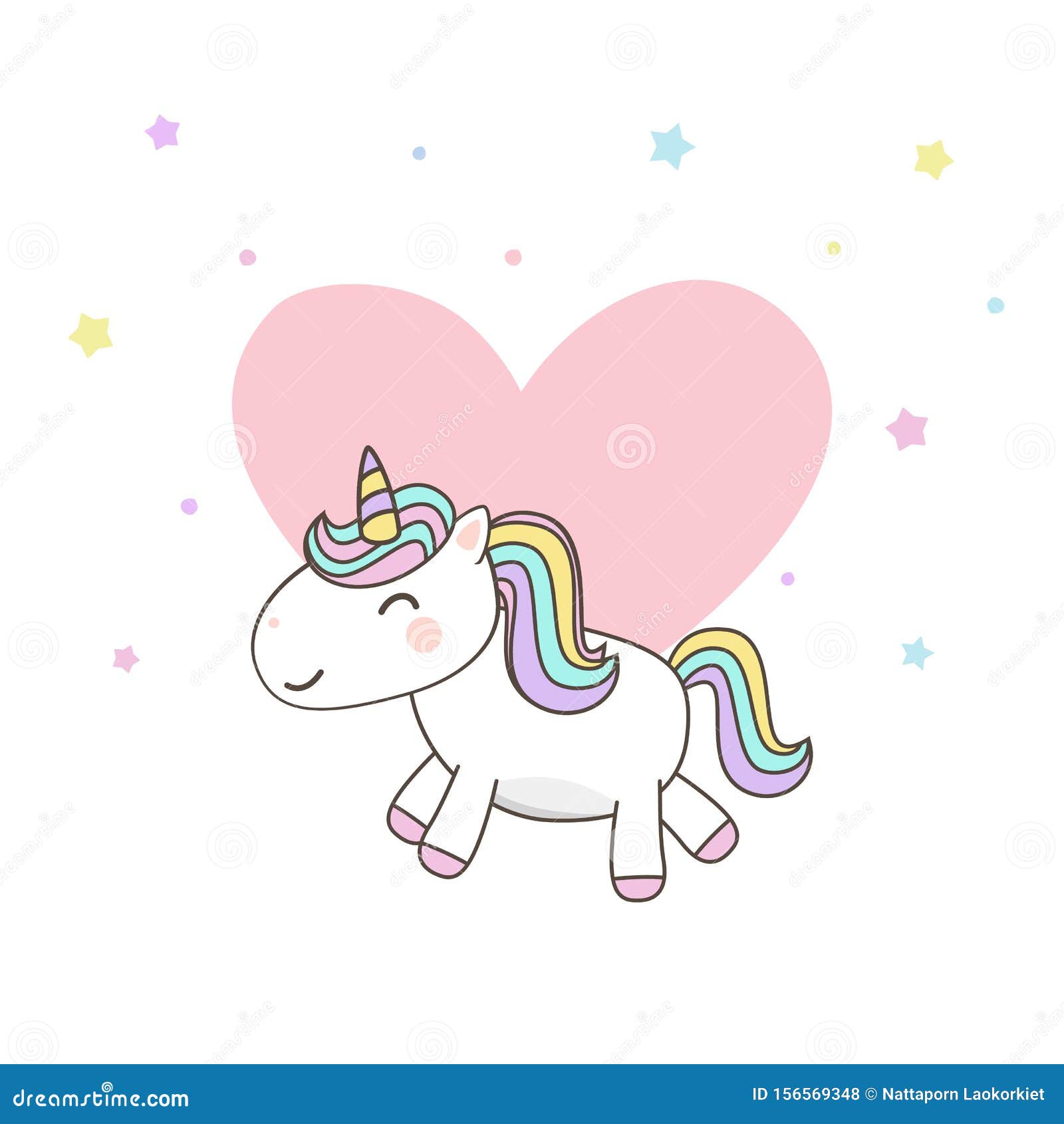 Cute Unicorn Cartoon Character S With Pastel Rainbow Kawaii Filly