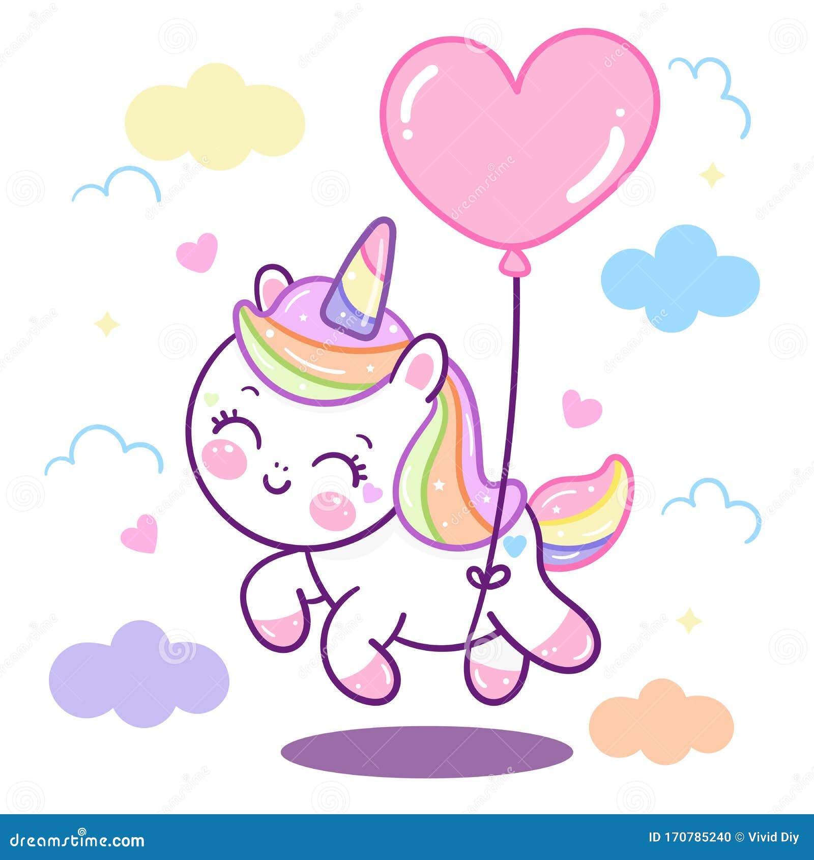 Cute Unicorn with Balloon