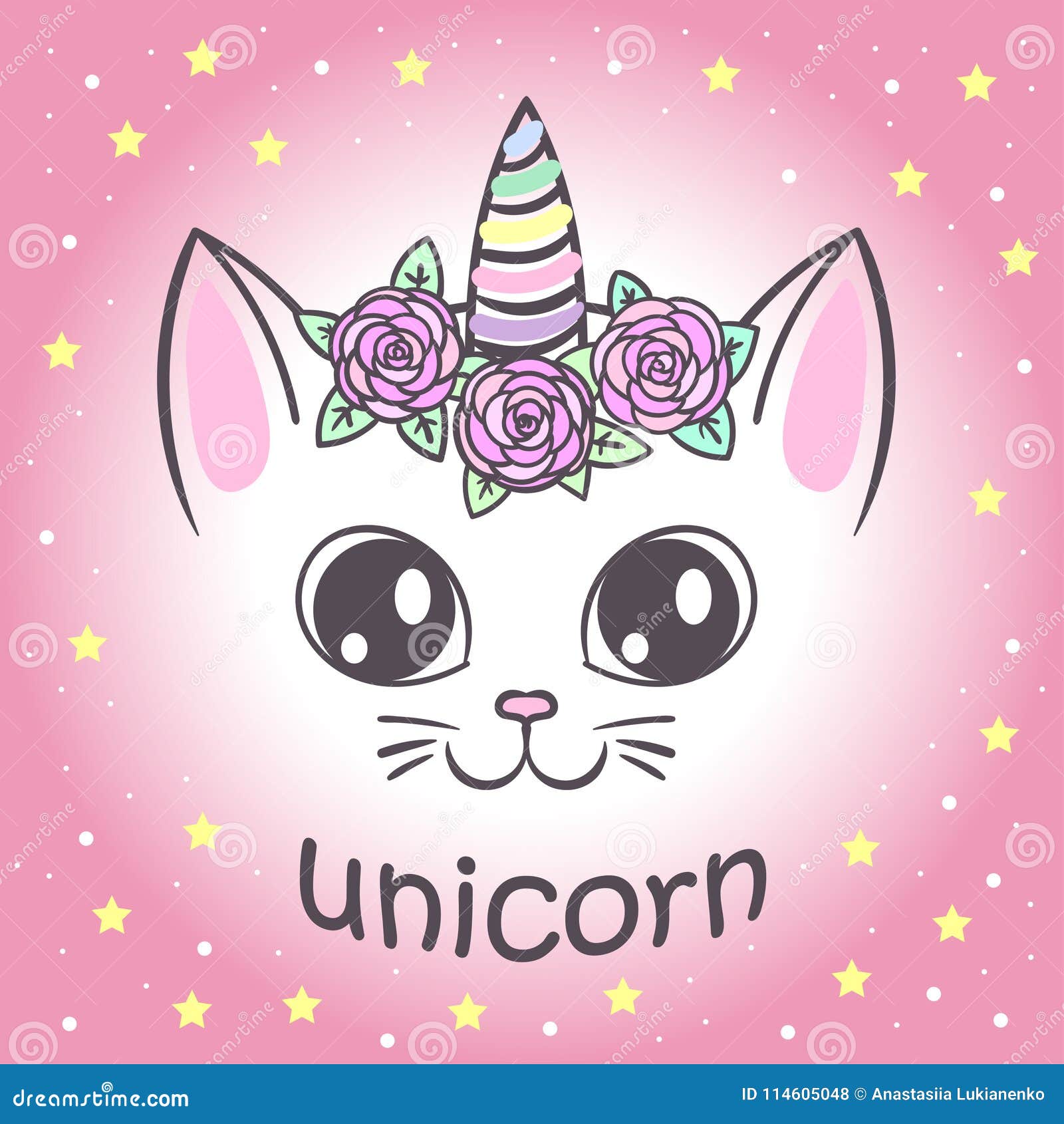  Cute  unicorn  cat  stock vector Illustration of beautiful 