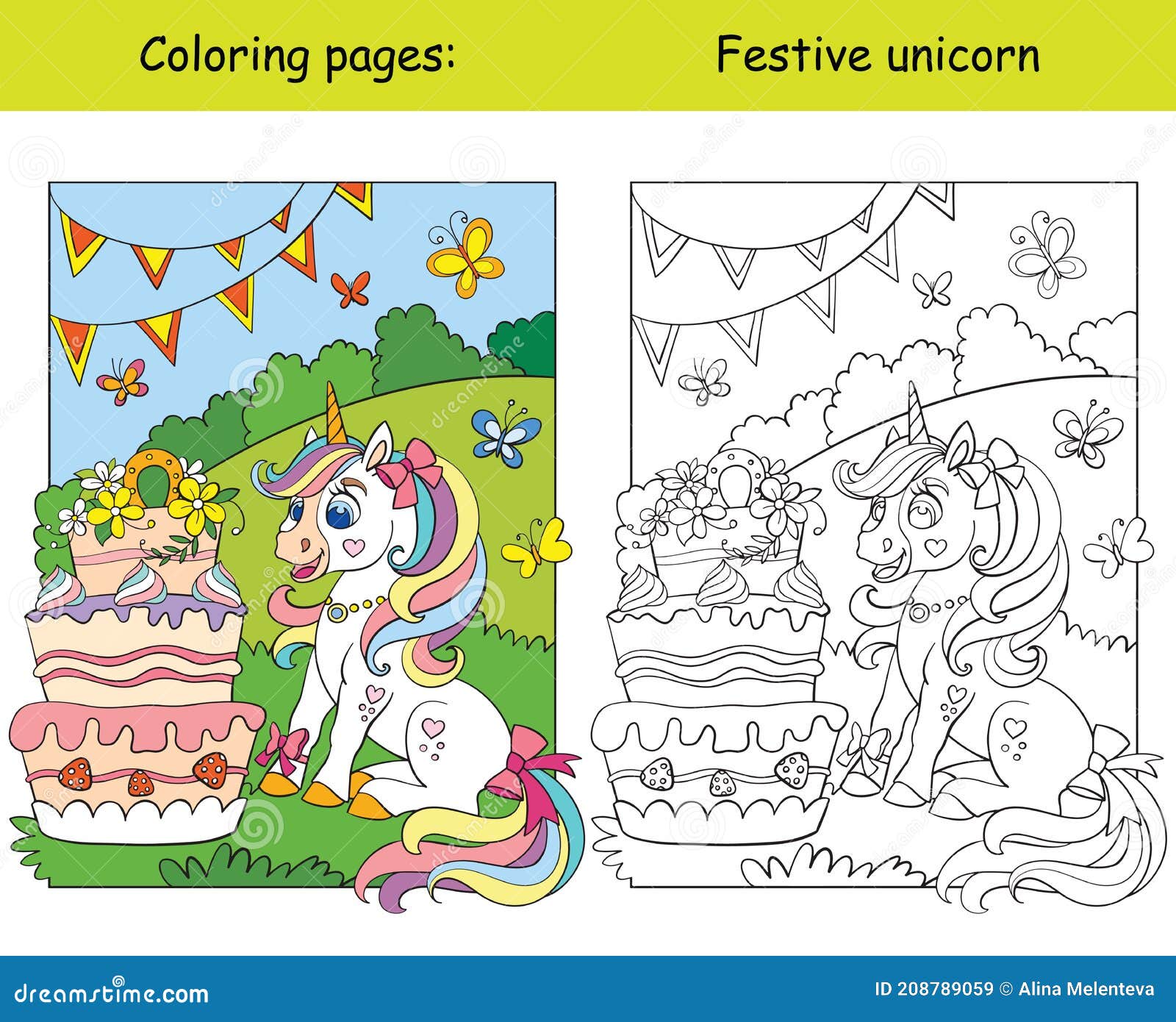 Unicorn Cake Coloring Pages For Kids - pic-mullet