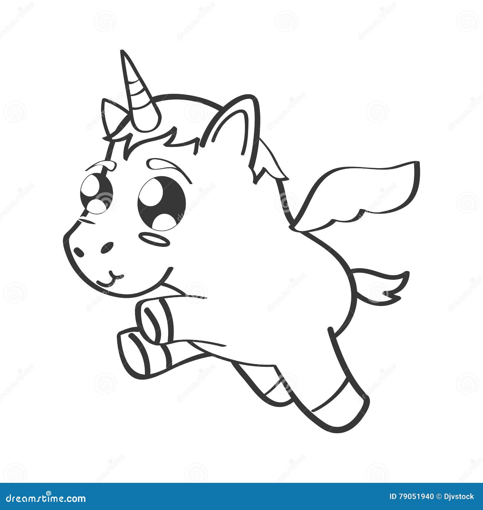 cute unicorn drawn icon stock vector illustration of