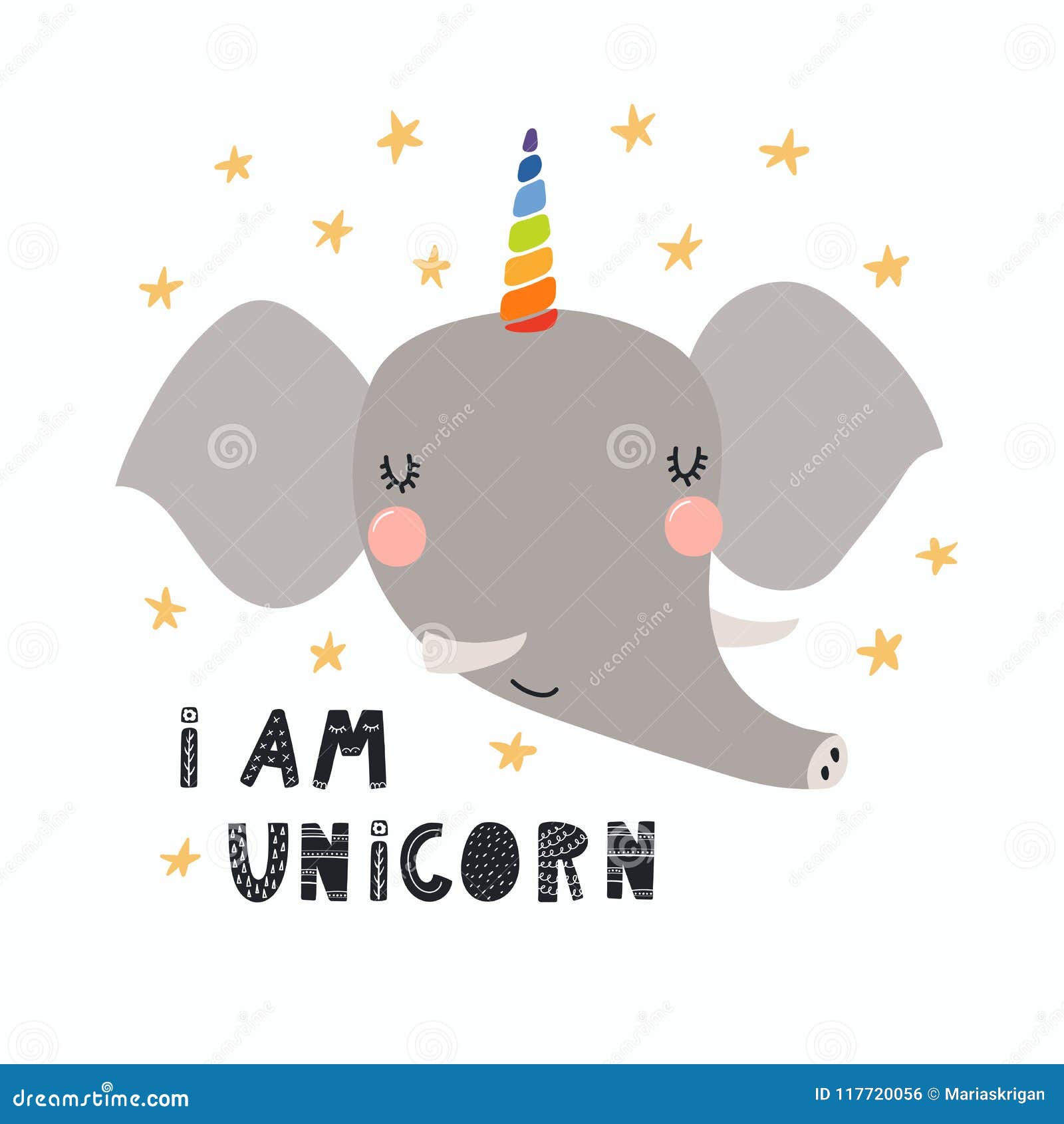 Cute unicorn elephant stock vector. Illustration of childish - 117720056