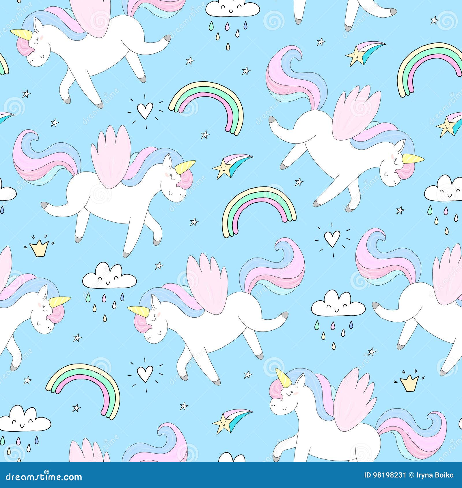 Cute Unicorn on a Pink Background. Vector Pattern Stock Vector ...