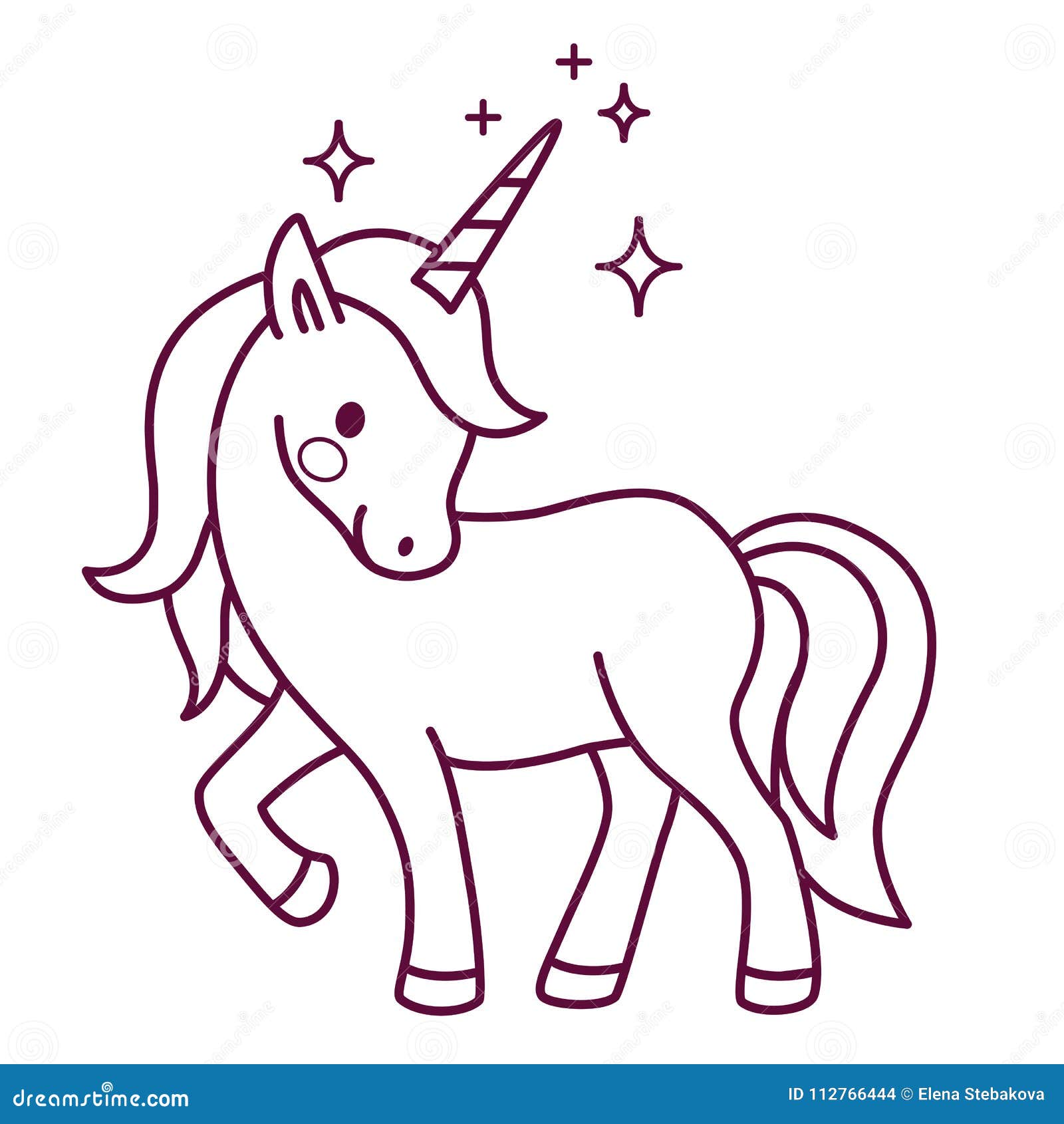 Cute Unicorn Simple Cartoon Vector Coloring Page Illustration. S Stock Illustration ...