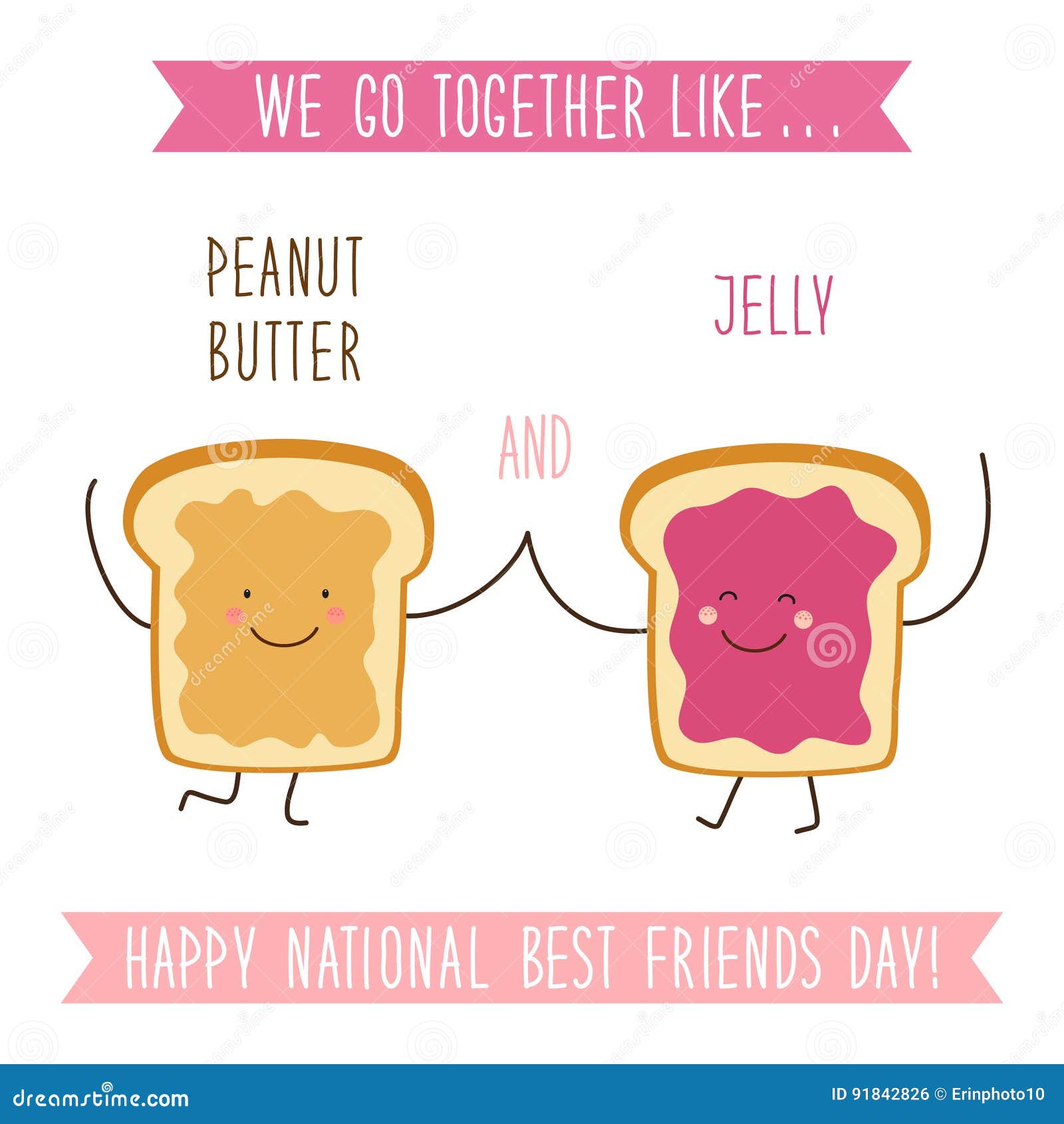 Cute Unusual National Best Friends Day Card As Funny Hand Drawn ...