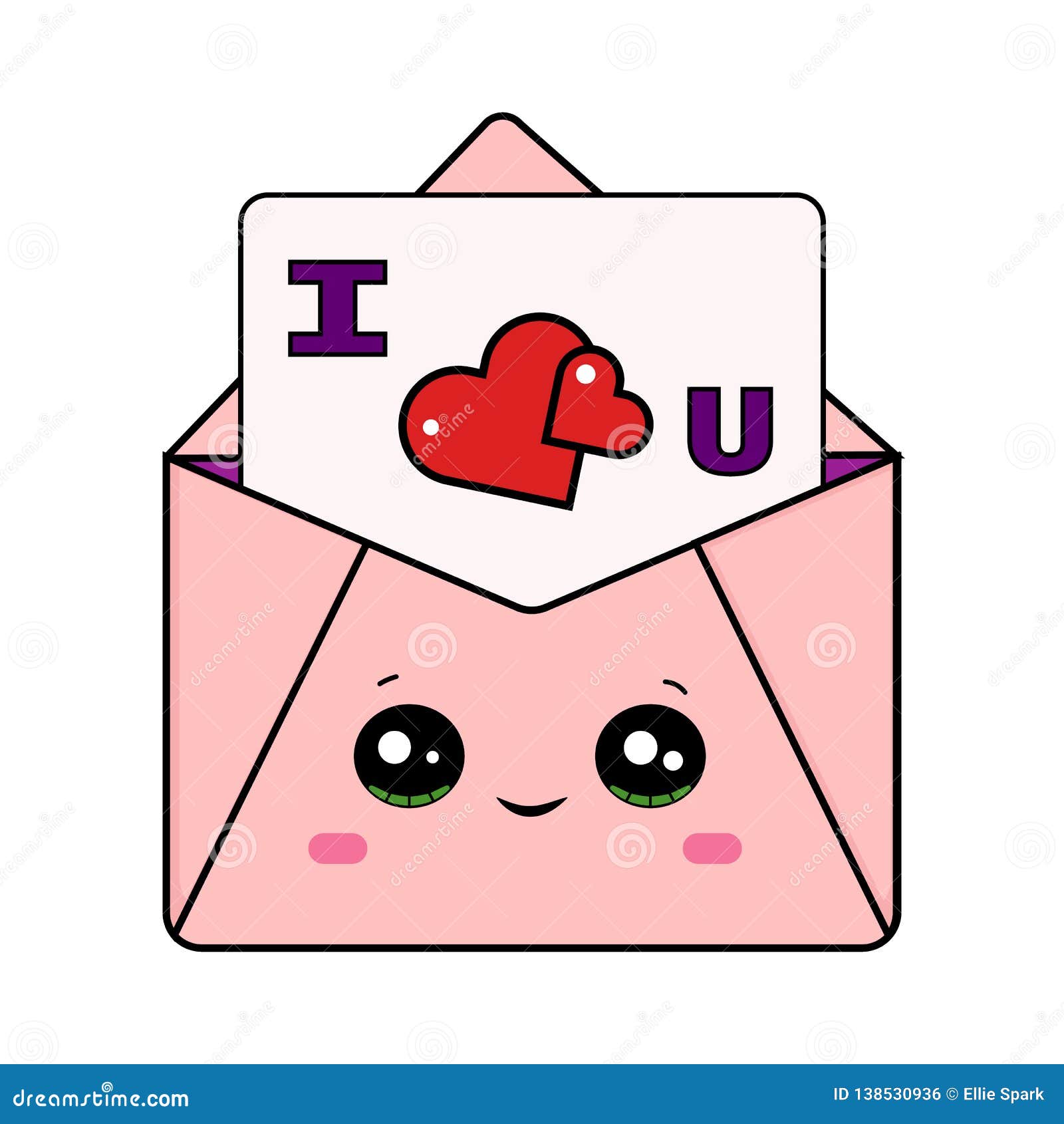 Cute Valentine Envelope With I Love U Letter Stock Vector Illustration Of Vector Couple