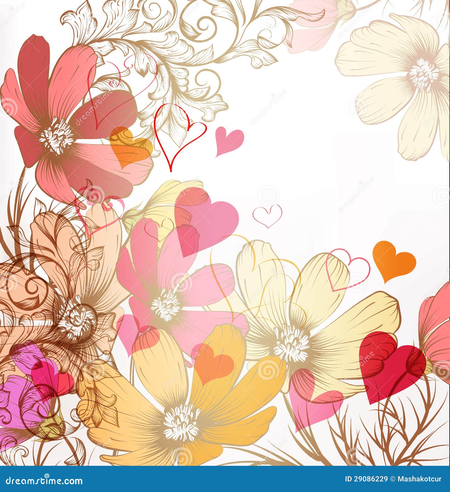 Cute Valentine Pastel Floral Vintage Background Stock Vector ...