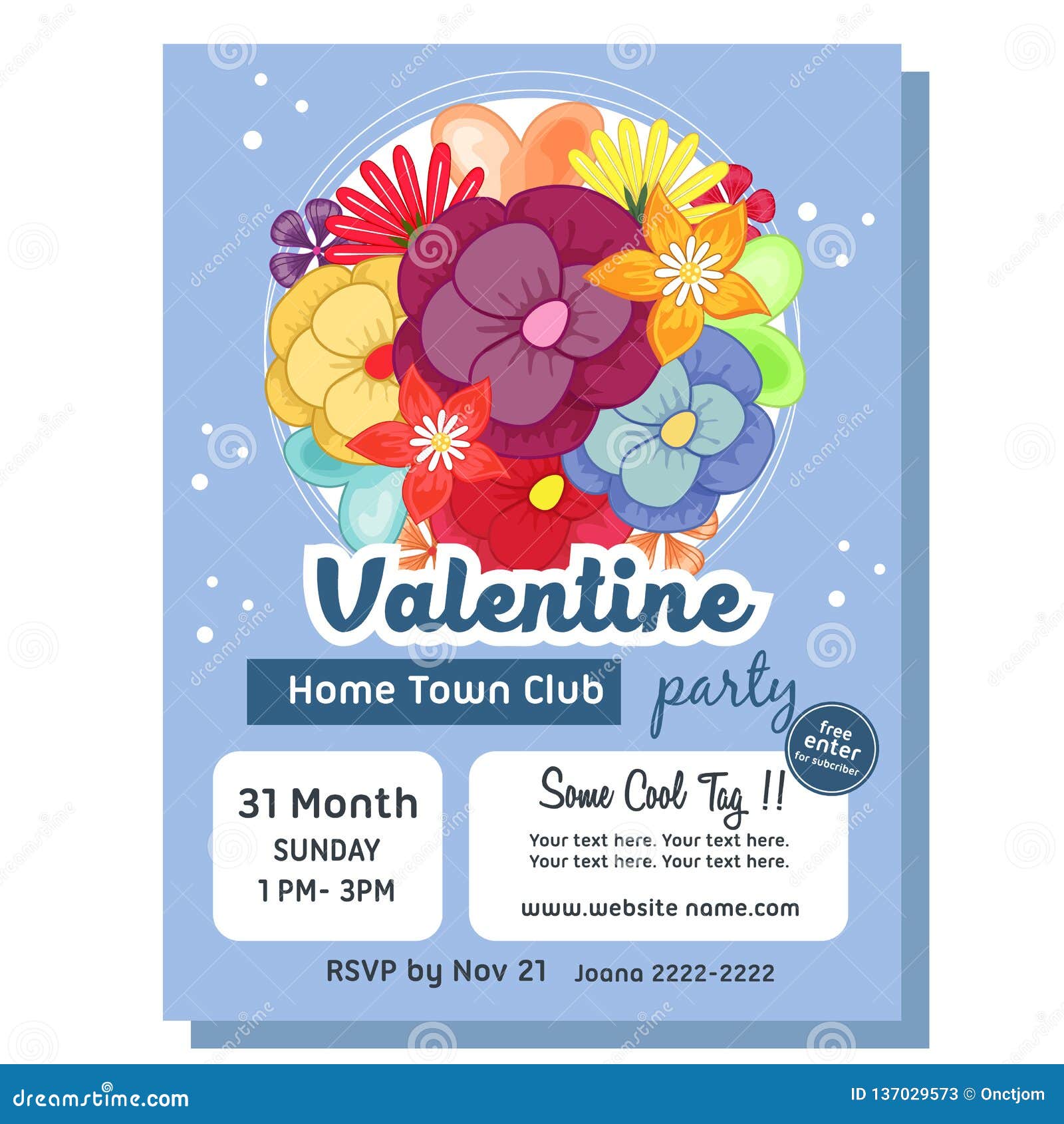 Cute Valentine Poster Template with Floral Theme Stock Image Image of