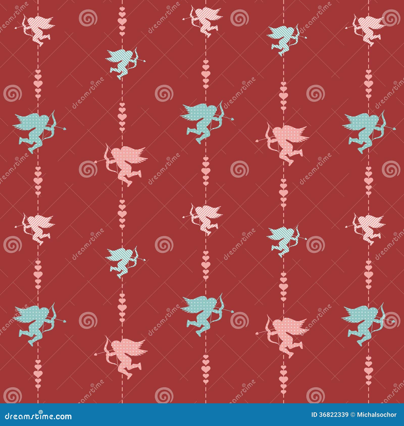 cute valentine seamless pattern with silhouettes of amor