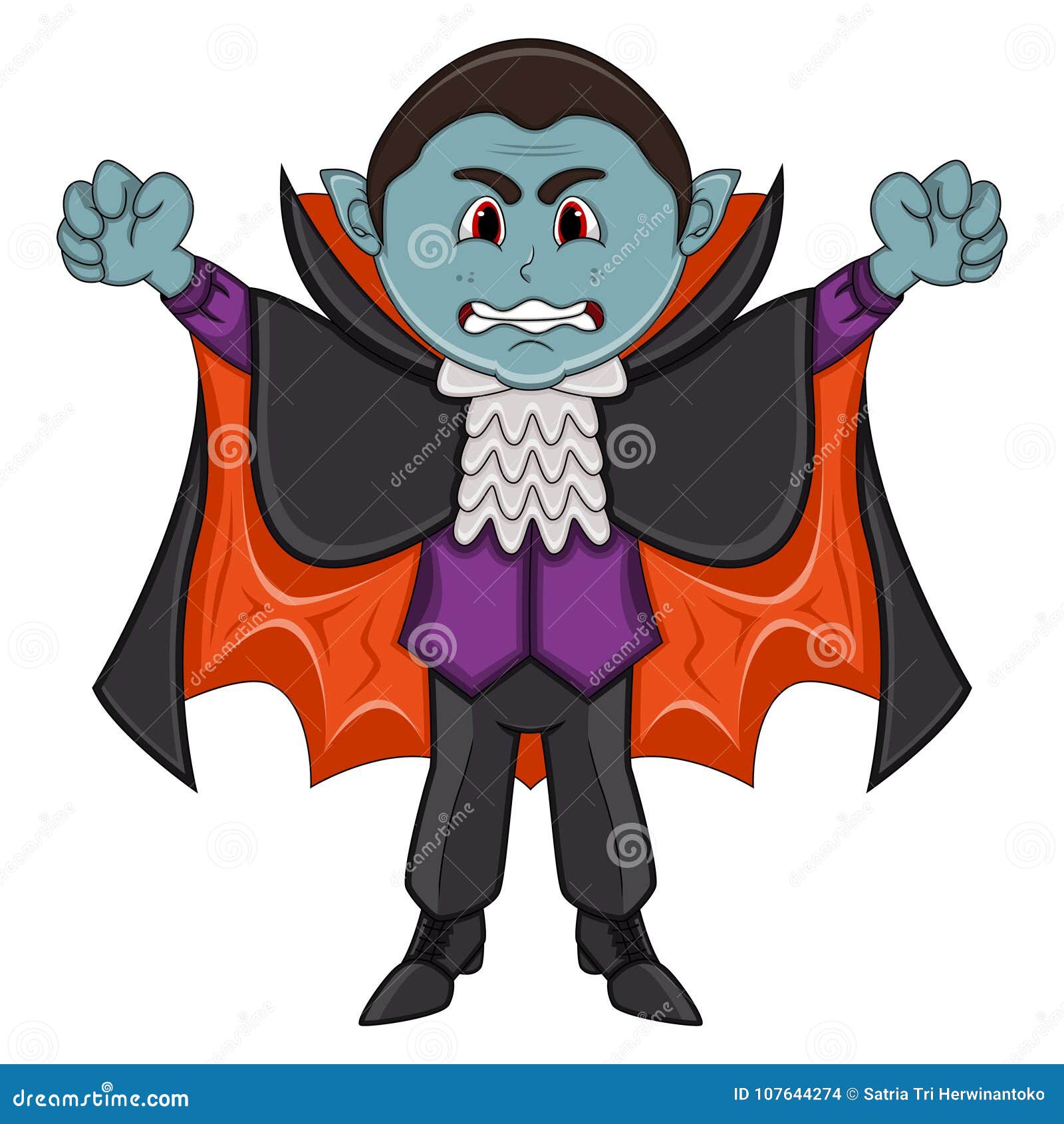 Cute Vampire Cartoon with Smile Stock Vector - Illustration of fangs, cape:  107644274
