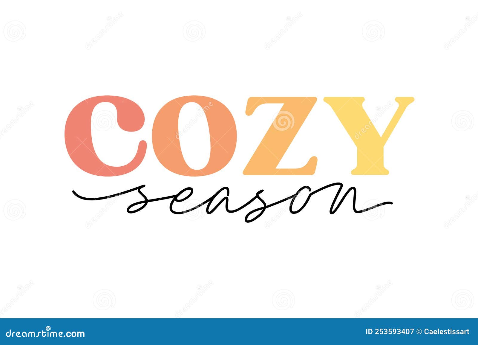 Cute Vector Lettering Cozy Season in Cute Autumn Gradient Warm Orange ...