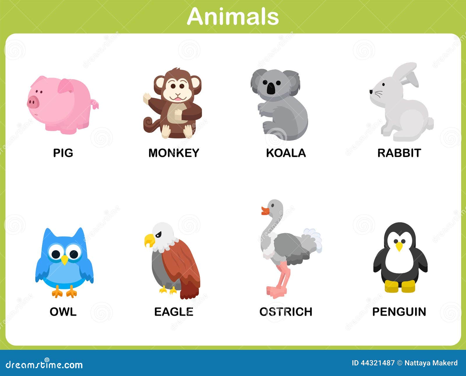 Cute Vector Set of Animal for Kids Stock Vector - Illustration of kids,  vector: 44321487