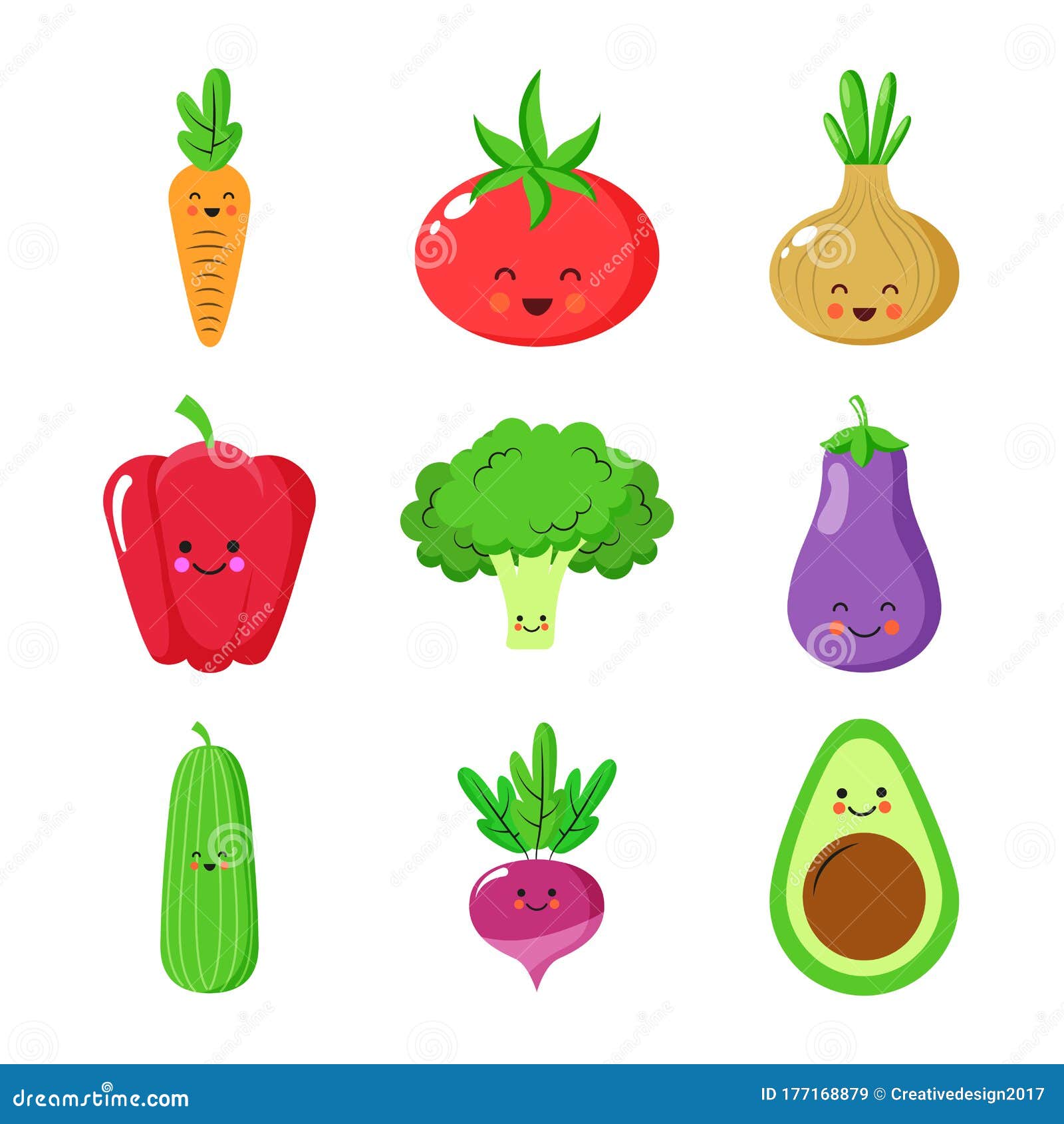 Cute Vegetables Cartoons Characters .vector Stock Vector