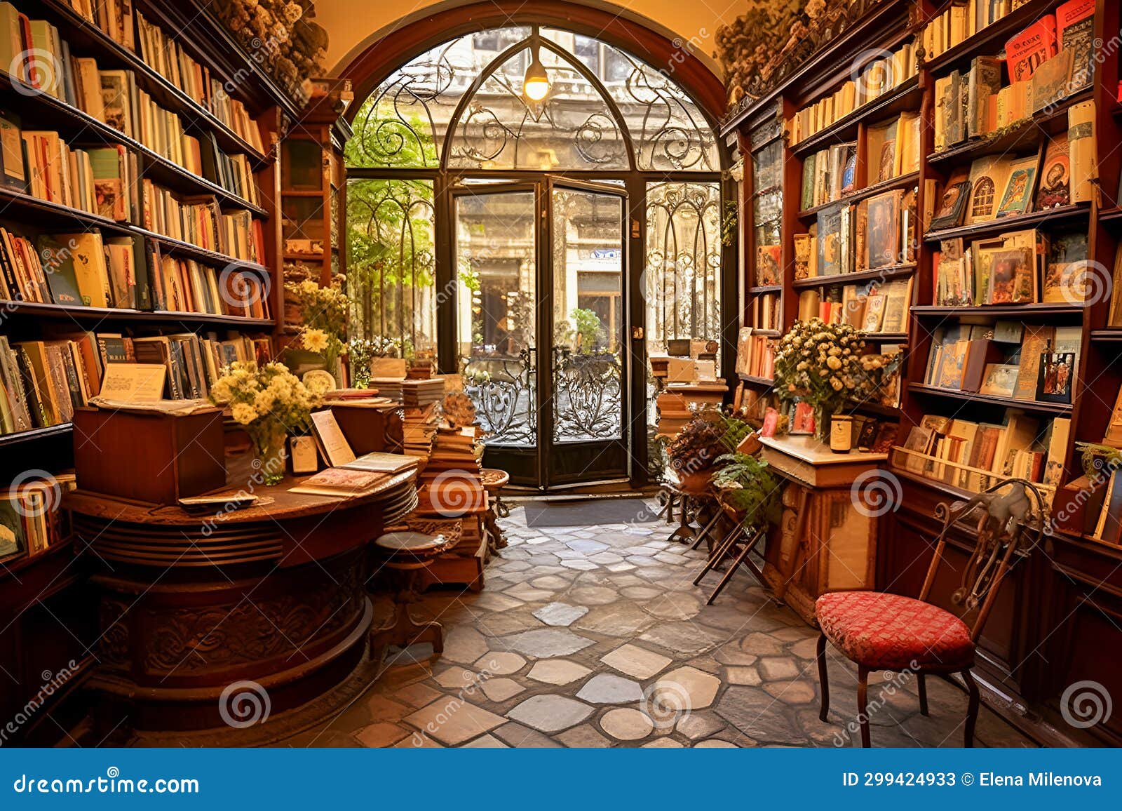 Cute Vintage Bookstore Interior Stock Image Image of showcase