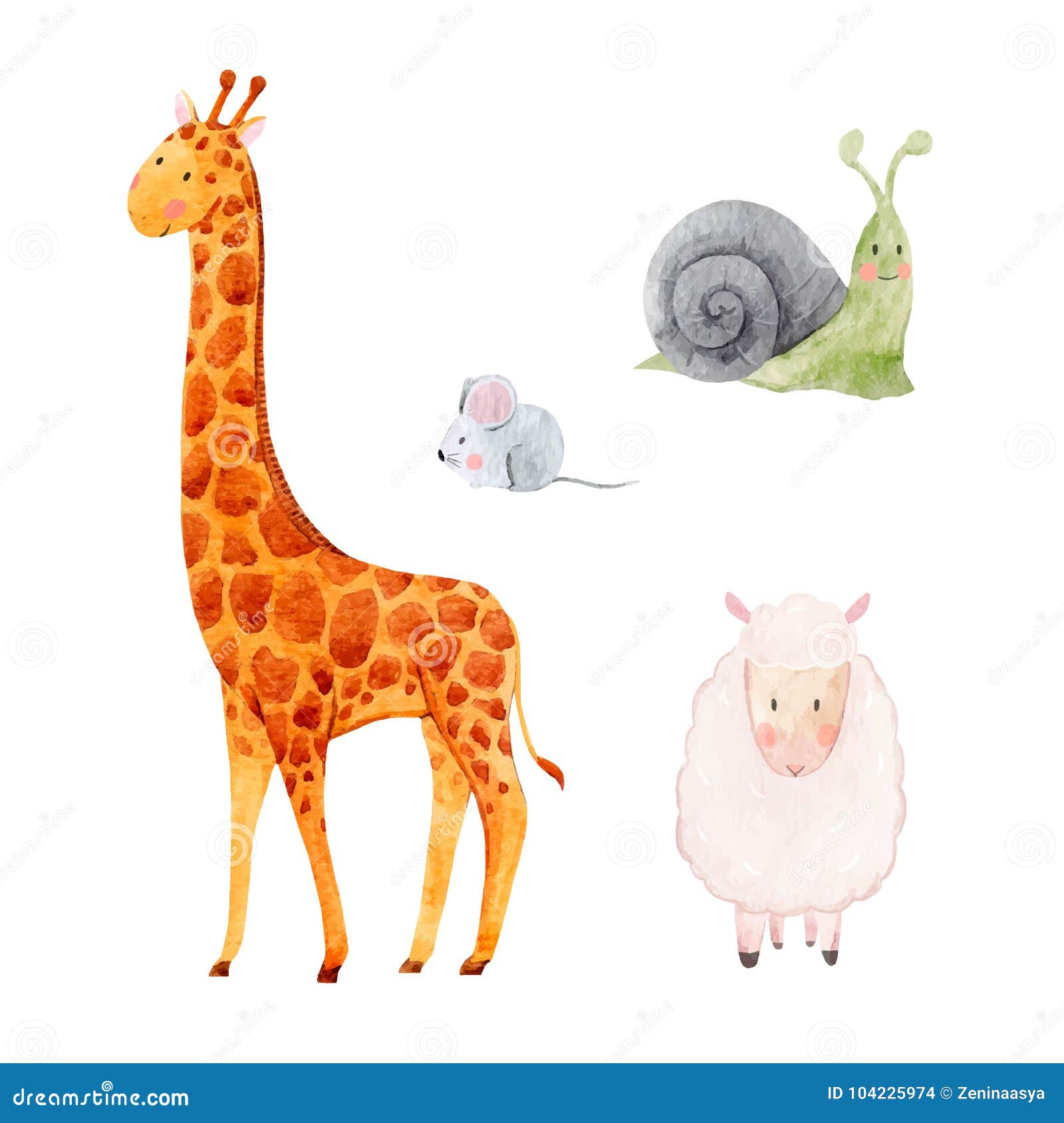 Download Cute Watercolor Animal Vector Set Stock Vector ...