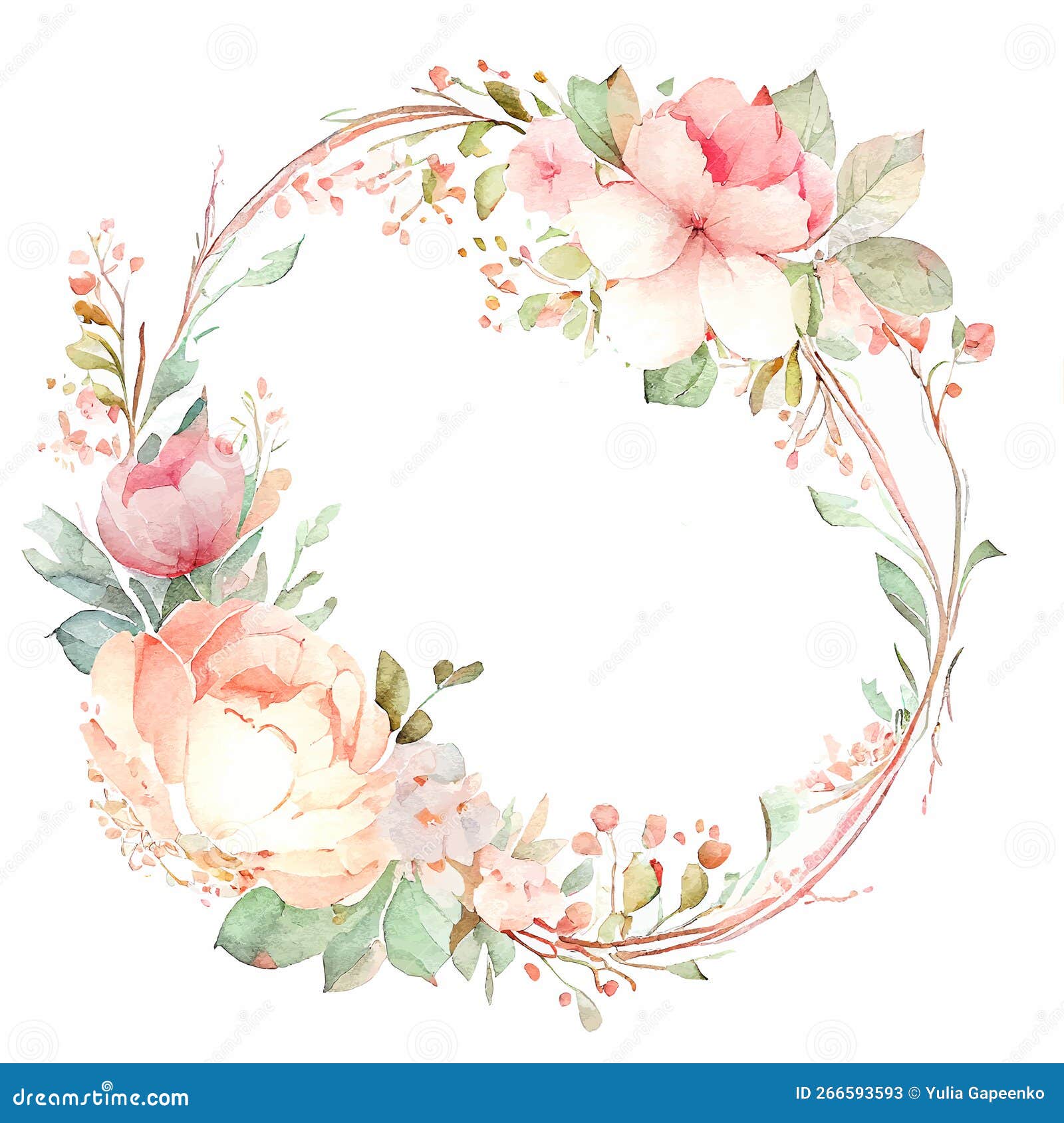 Cute Watercolor Frame with Spring Flowers on White Background ...