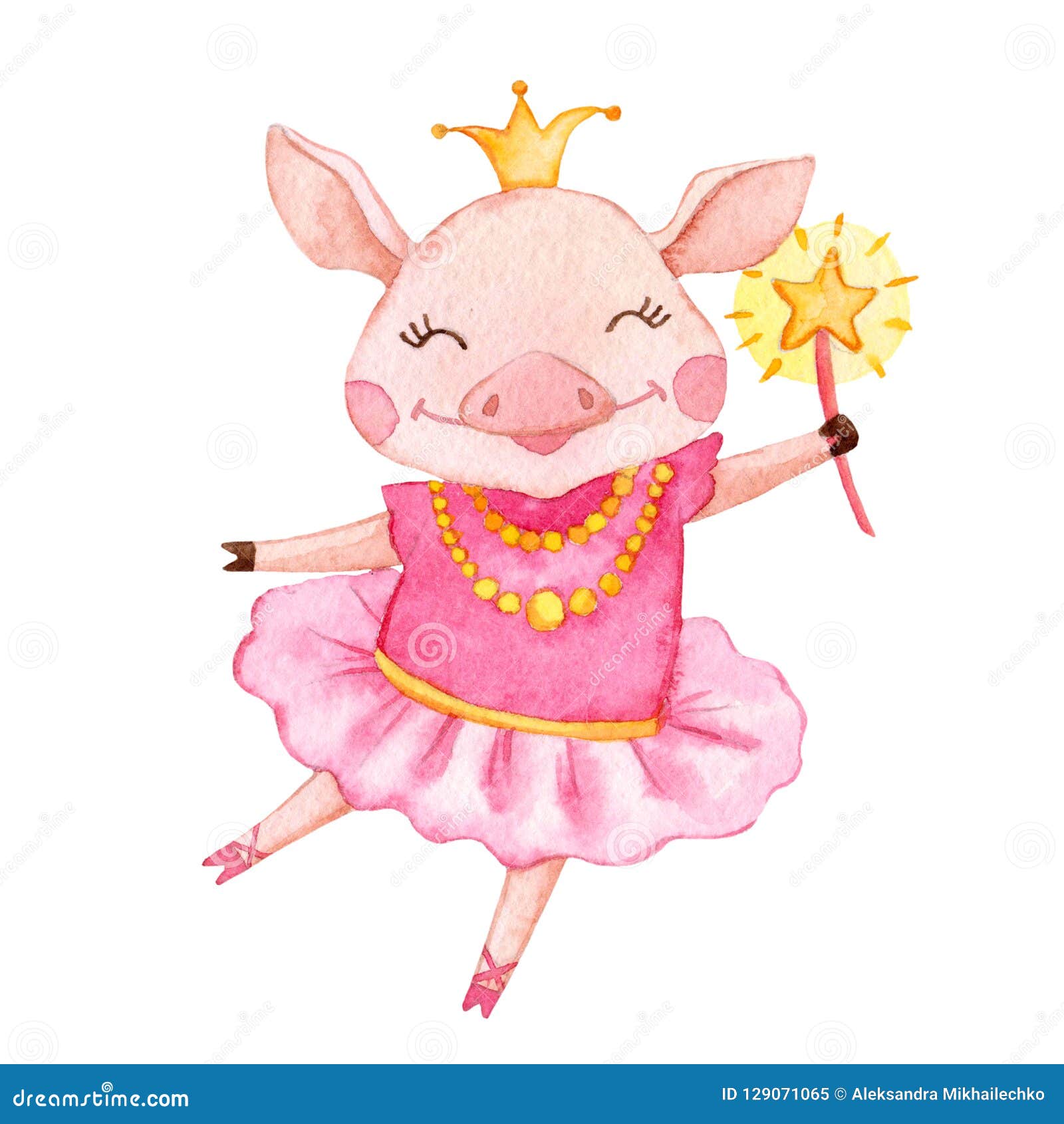 Cute Watercolor Pig Ballerina. Stock - Illustration of isolated, humor: 129071065