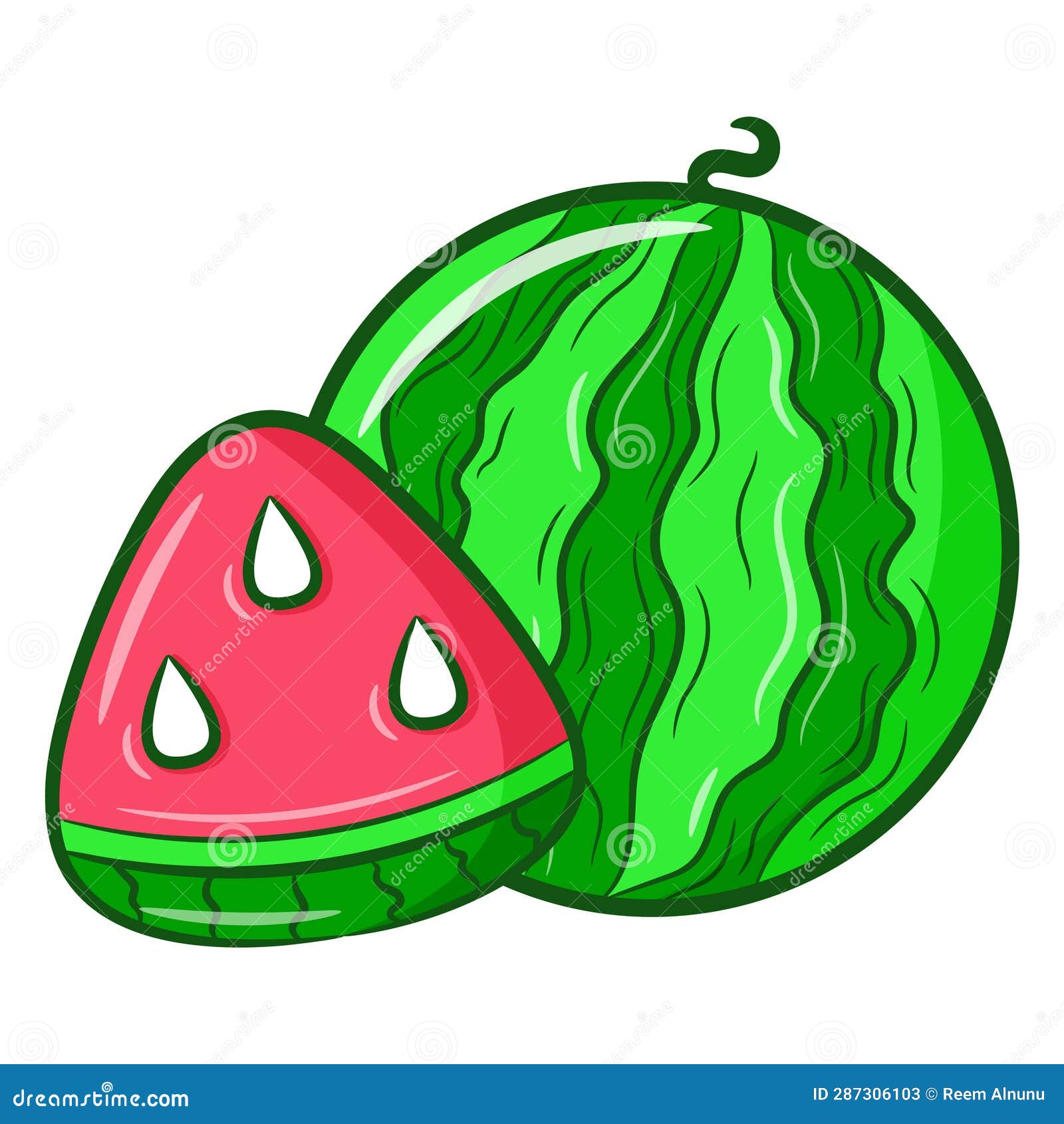 Watermelon Drawing.Watermelon Vector Ecodesign On A Black Background