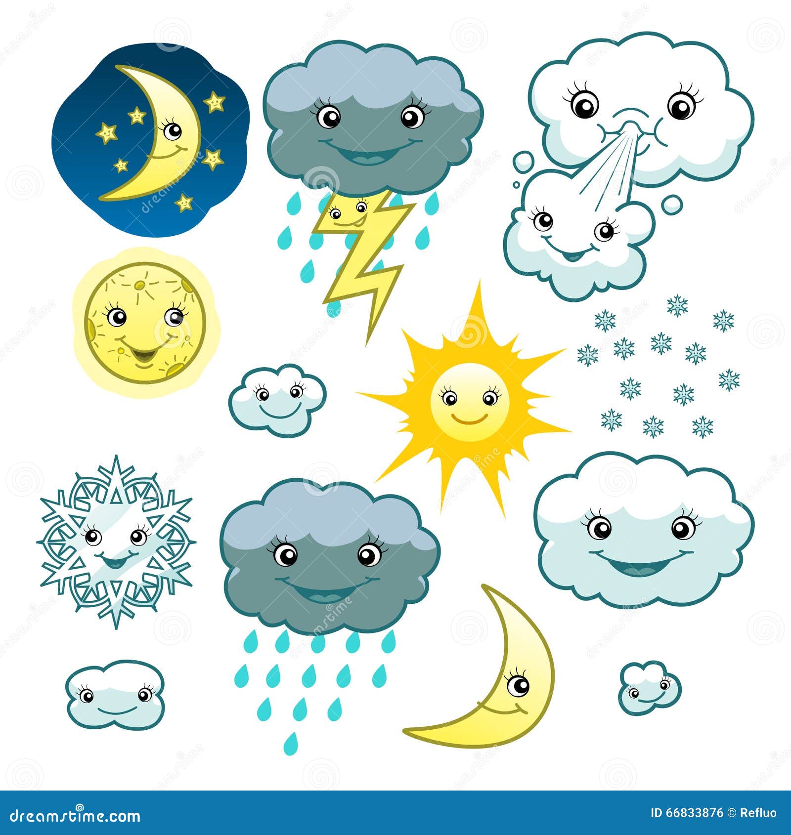 Cute weather collection stock vector. Illustration of ...