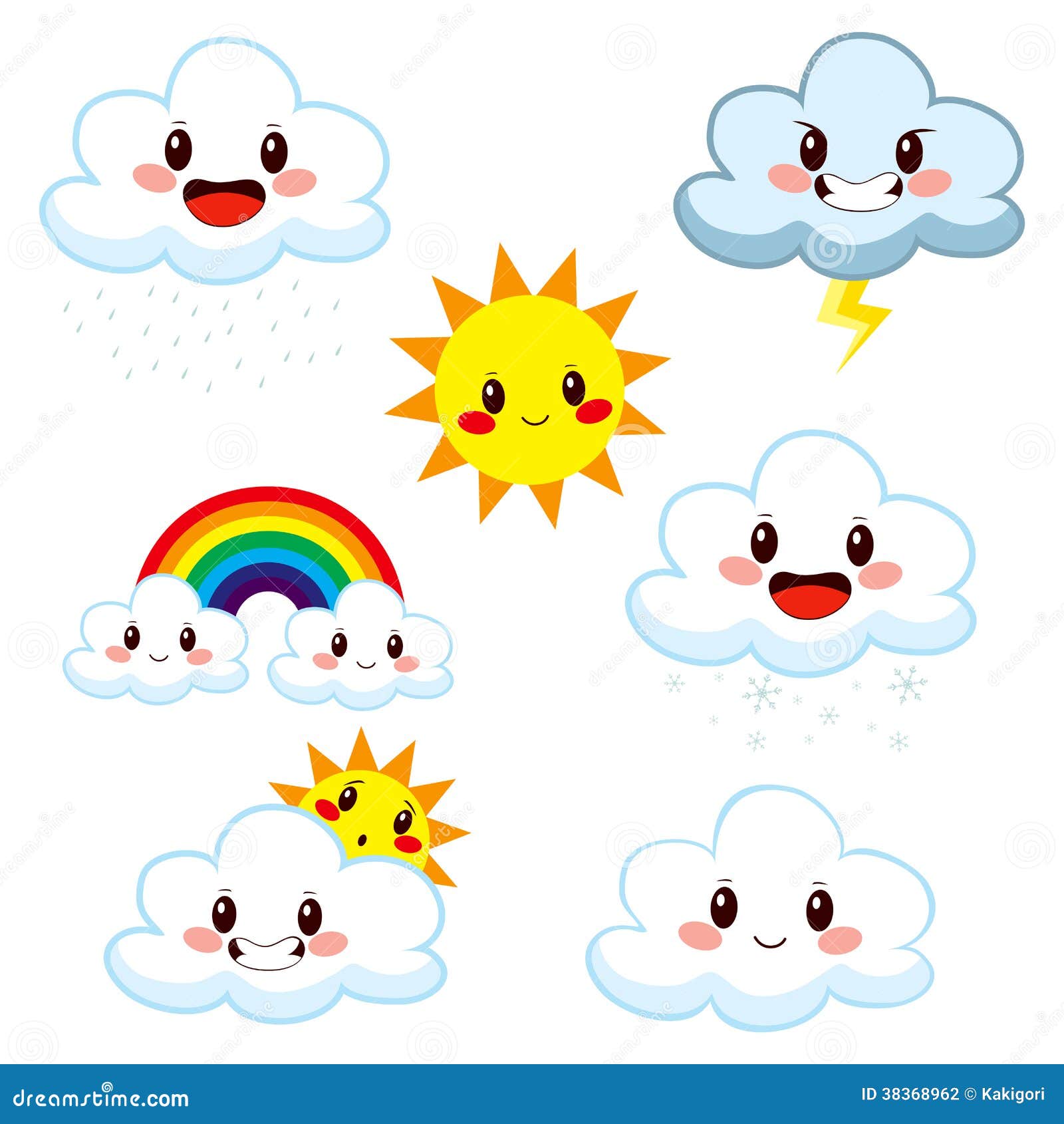 Download Cute Weather Elements Collection Stock Vector Illustration Of Snow Concept 38368962