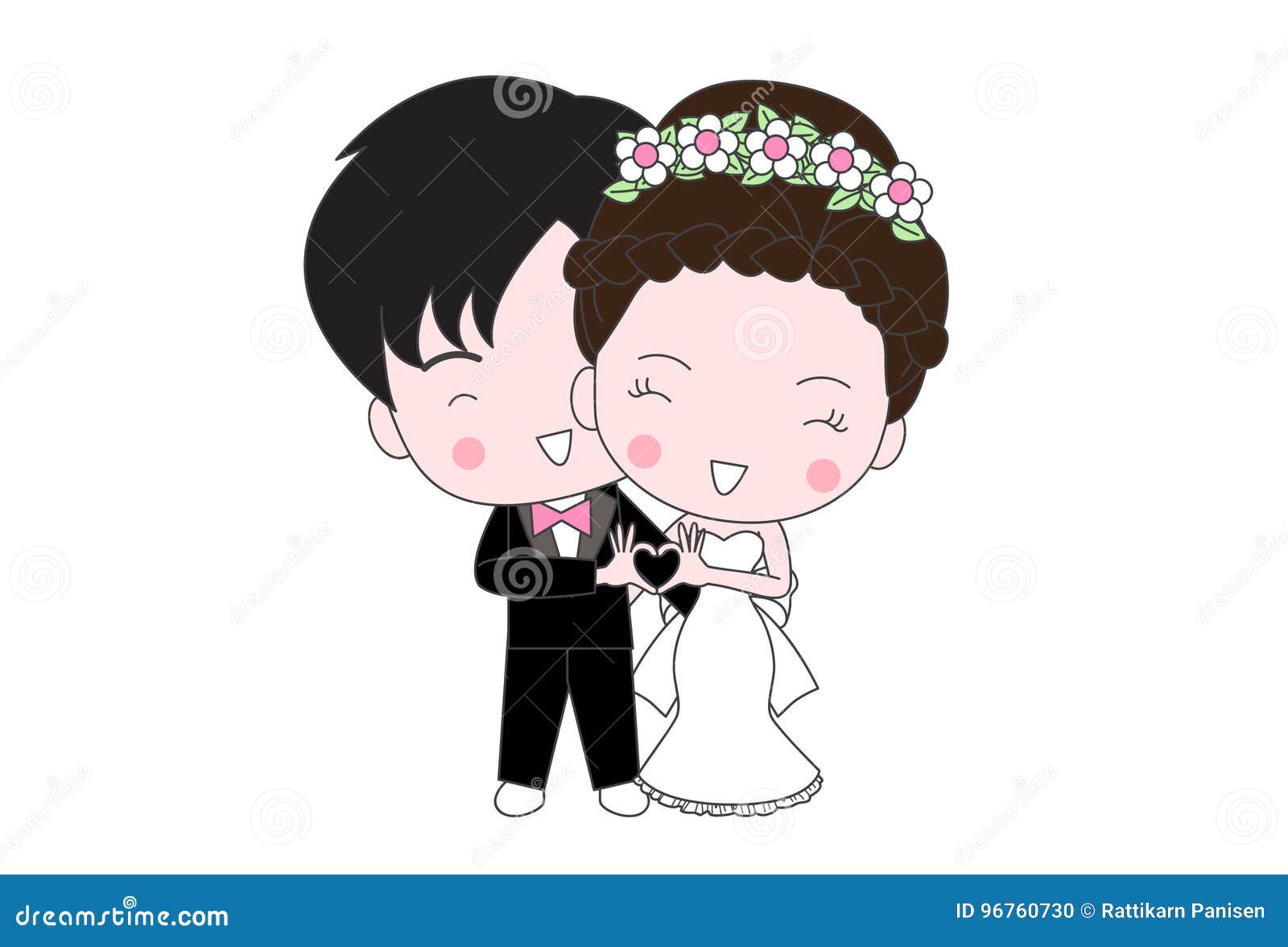 Cute wedding cartoon stock illustration. Illustration of couple - 96760730