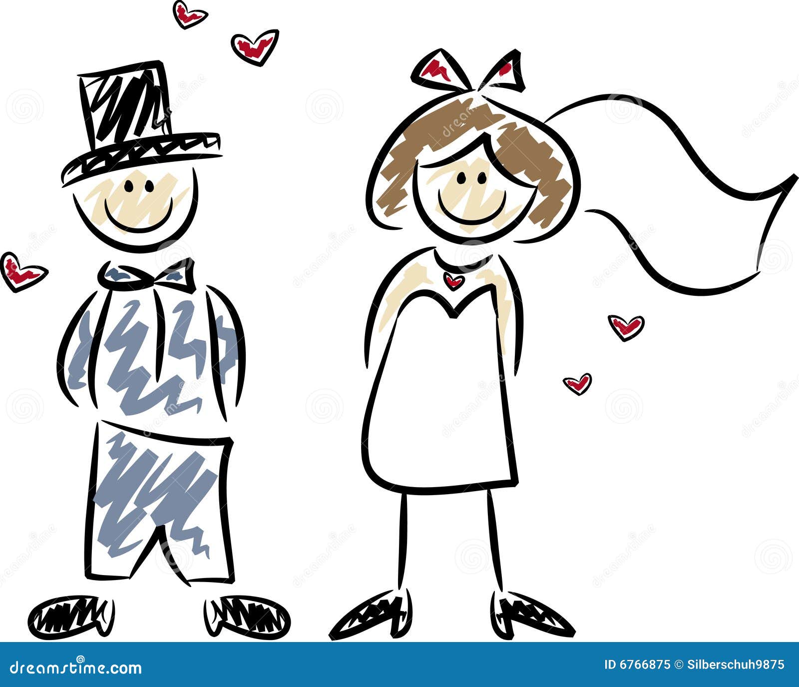 african american bride and groom clipart stick