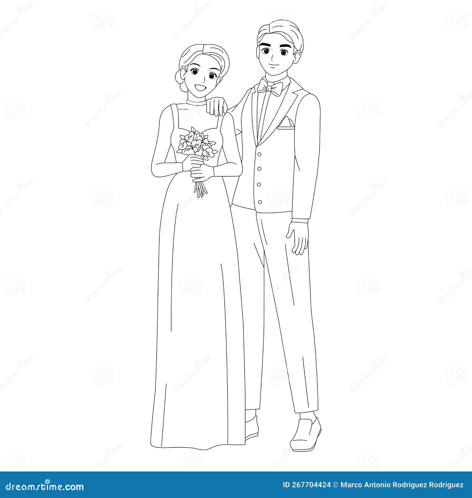 Vector Cute Wedding Couple Anime Characters Isolated Stock Vector -  Illustration of marriage, pose: 267704424, image size:1600x1690