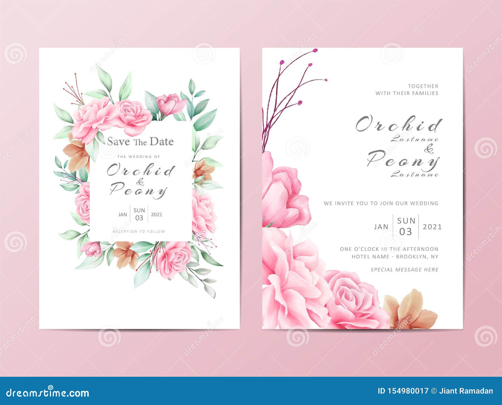 Cute Wedding Invitation Template Cards Set of Floral and Throughout Free E Wedding Invitation Card Templates