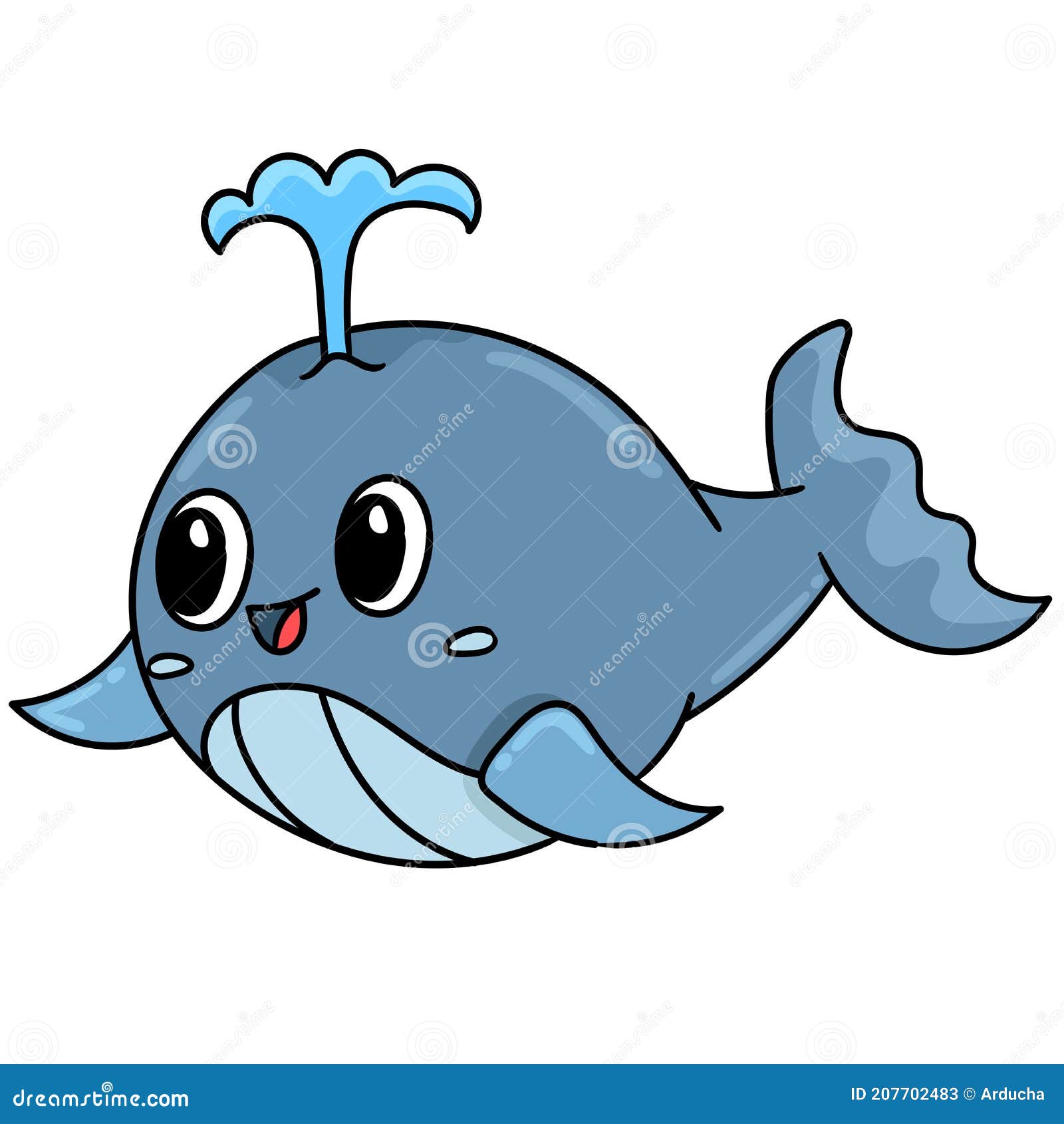 Cute Whale Doodle Kawaii. Doodle Icon Image Stock Vector - Illustration ...