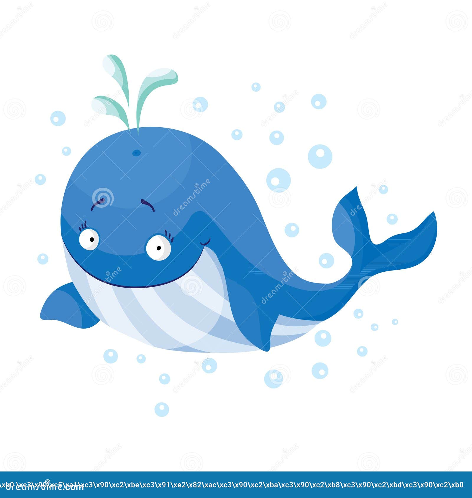 Cute Whales Isolated. T-Shirt Design for Children. Stock Vector ...