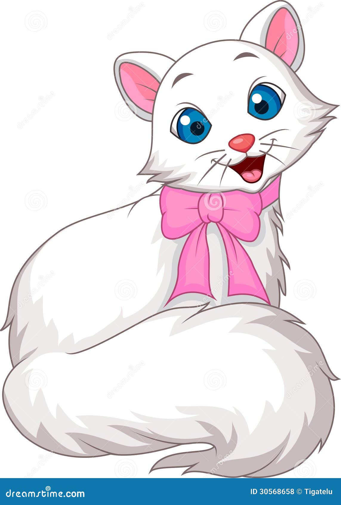 Cute white cat cartoon stock vector. Illustration of funny - 30568658