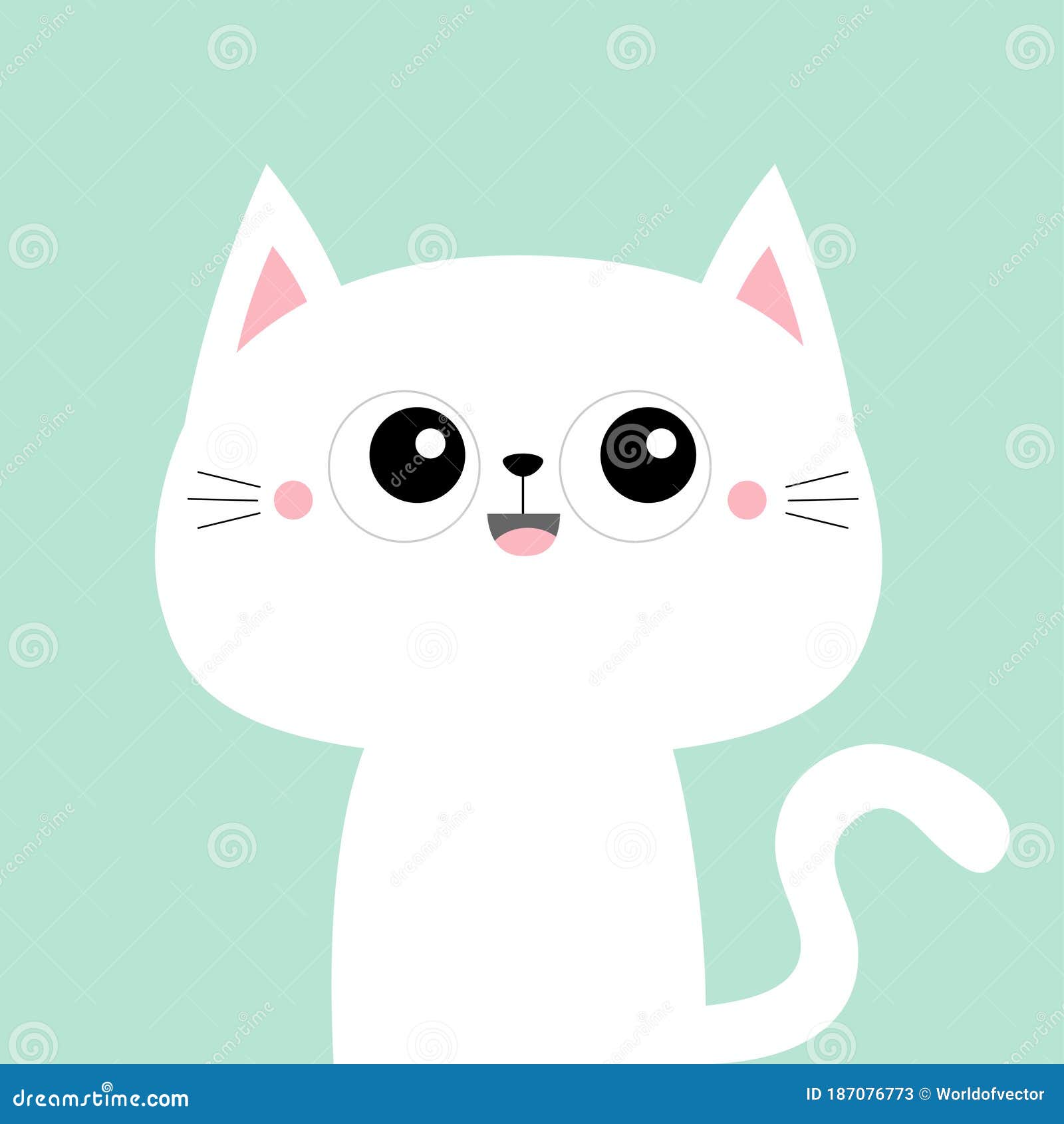 Black Cat Icon. Cute Funny Cartoon Smiling Character. Kawaii Animal. Big  Tail, Whisker, Eyes. Happy Emotion Stock Vector - Illustration of kitten,  meow: 86098274