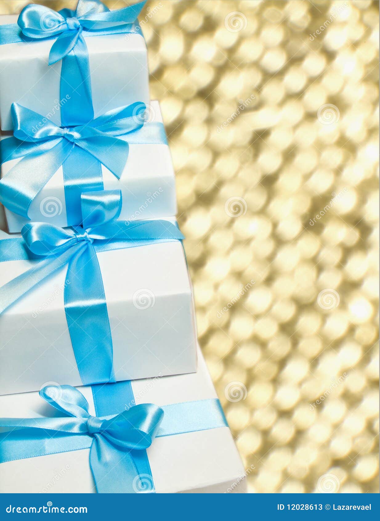 Cute White Gift Boxes with Blue Ribbon Stock Image Image of party